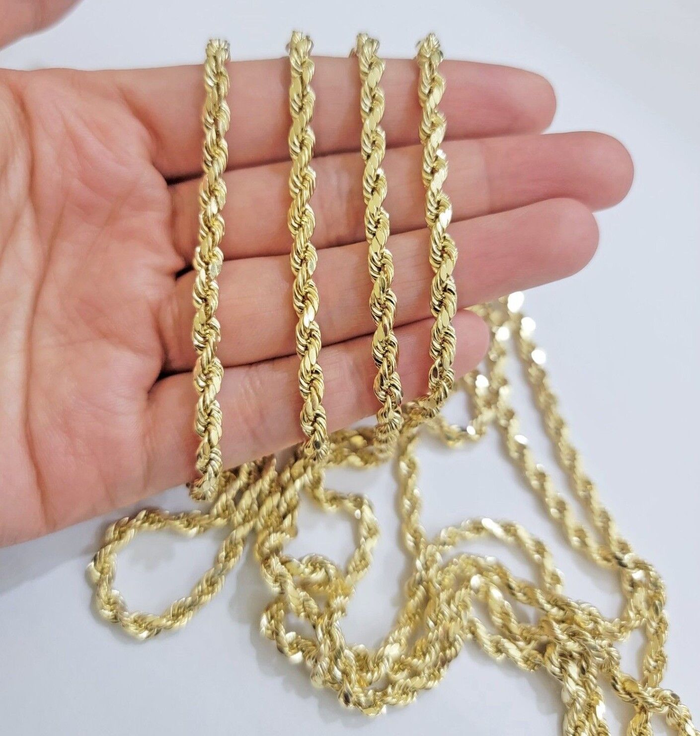 14k Yellow Gold Rope Chain Necklace SOLID Real 14kt 4mm 18 - 28 Inch Diamond Cut