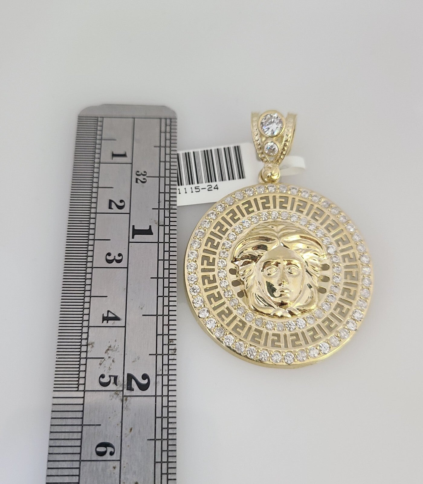 Real 10k Gold Chain Charm SET Byzantine Necklace 3mm 22" & CZ Head Pendant 10kt