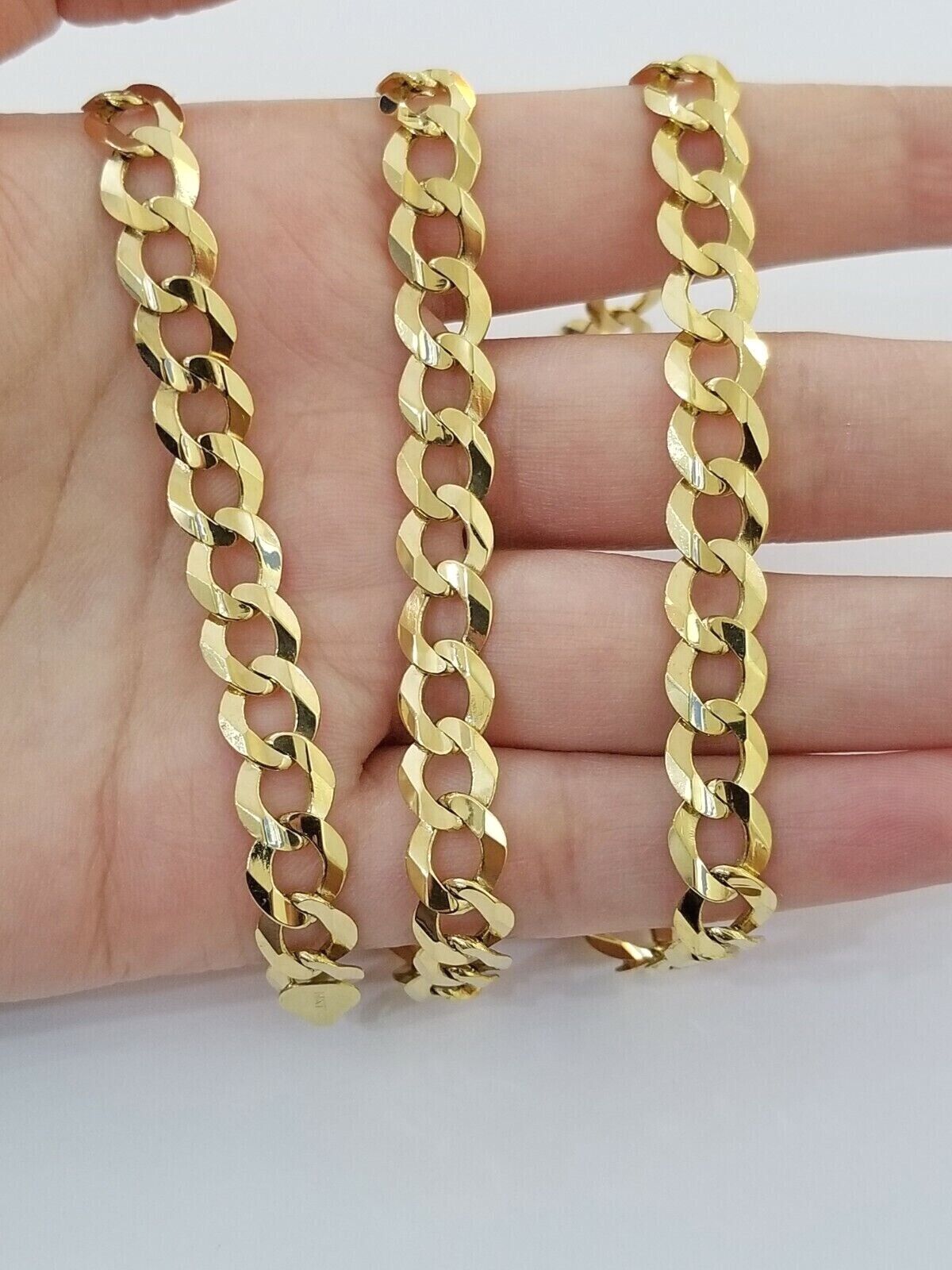 Real 10k Gold Chain Cuban Curb Link 10mm 18 in - 30 Inch Mens Solid 10kt Yellow