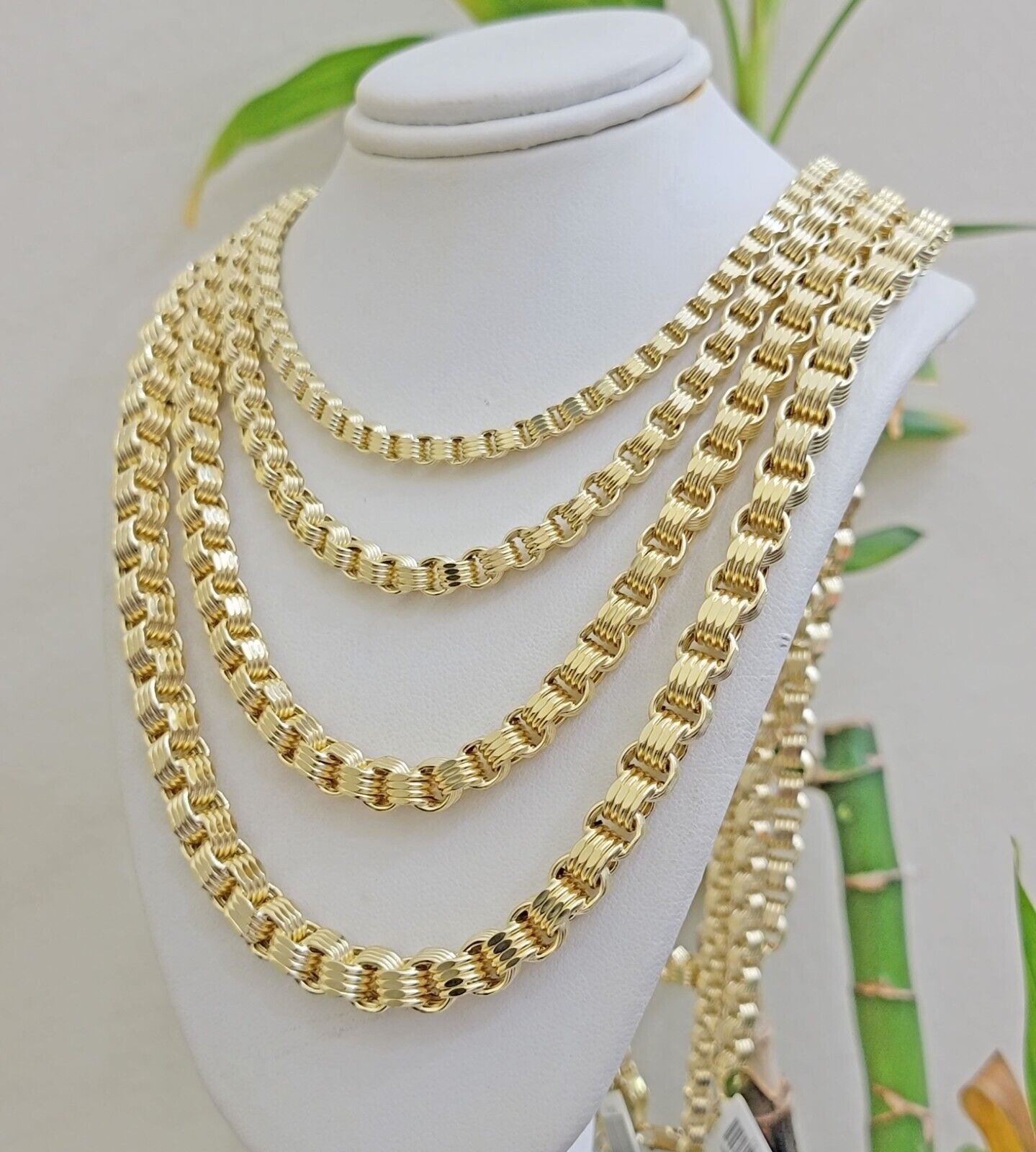 Real 10k Yellow Gold Byzantine Chain Necklace 20 inch - 30" Men 4mm 5mm 6mm 7mm