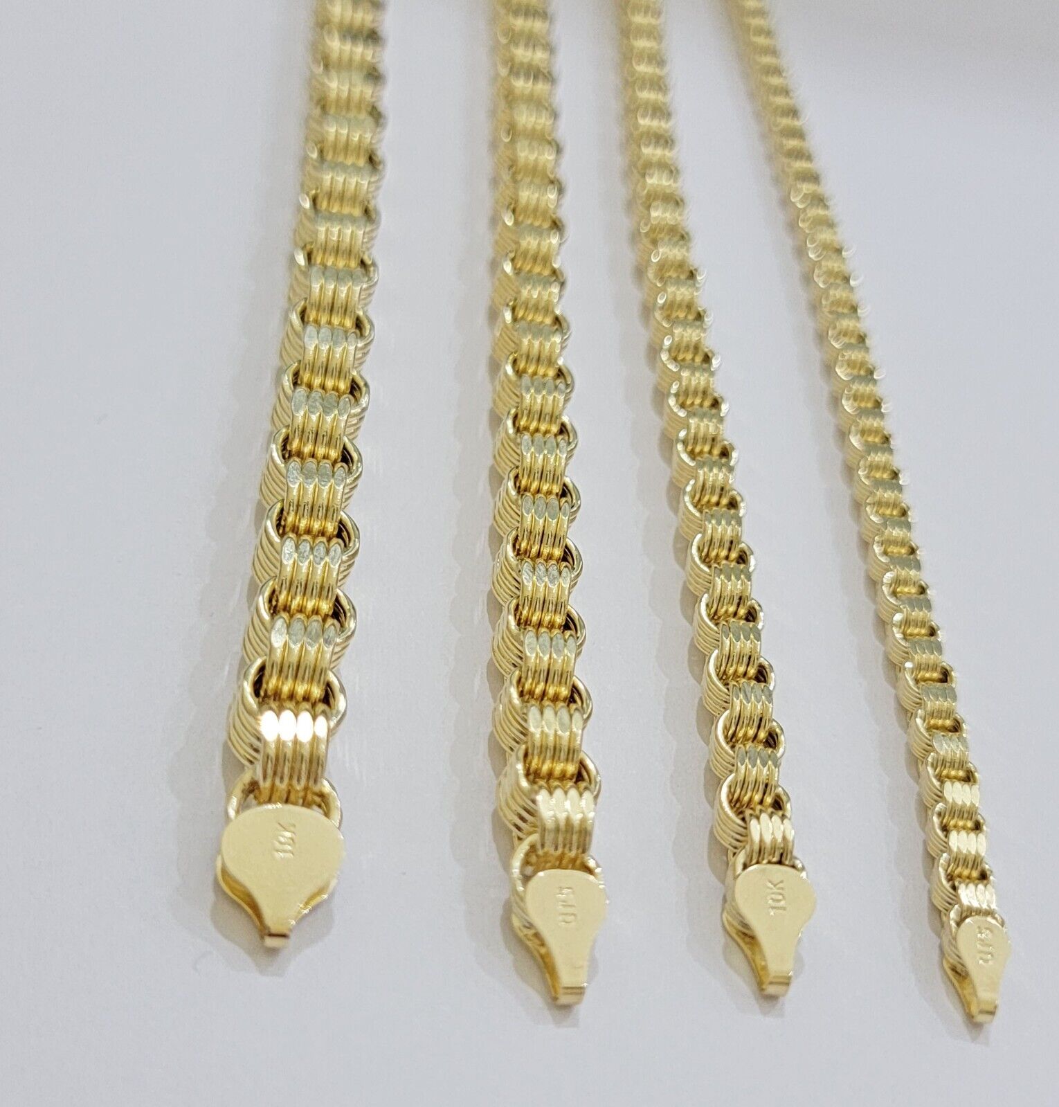 10k Yellow Gold Necklace Box Byzantine Chain 4mm 5mm 6mm 7mm 18 in- 30 in REAL