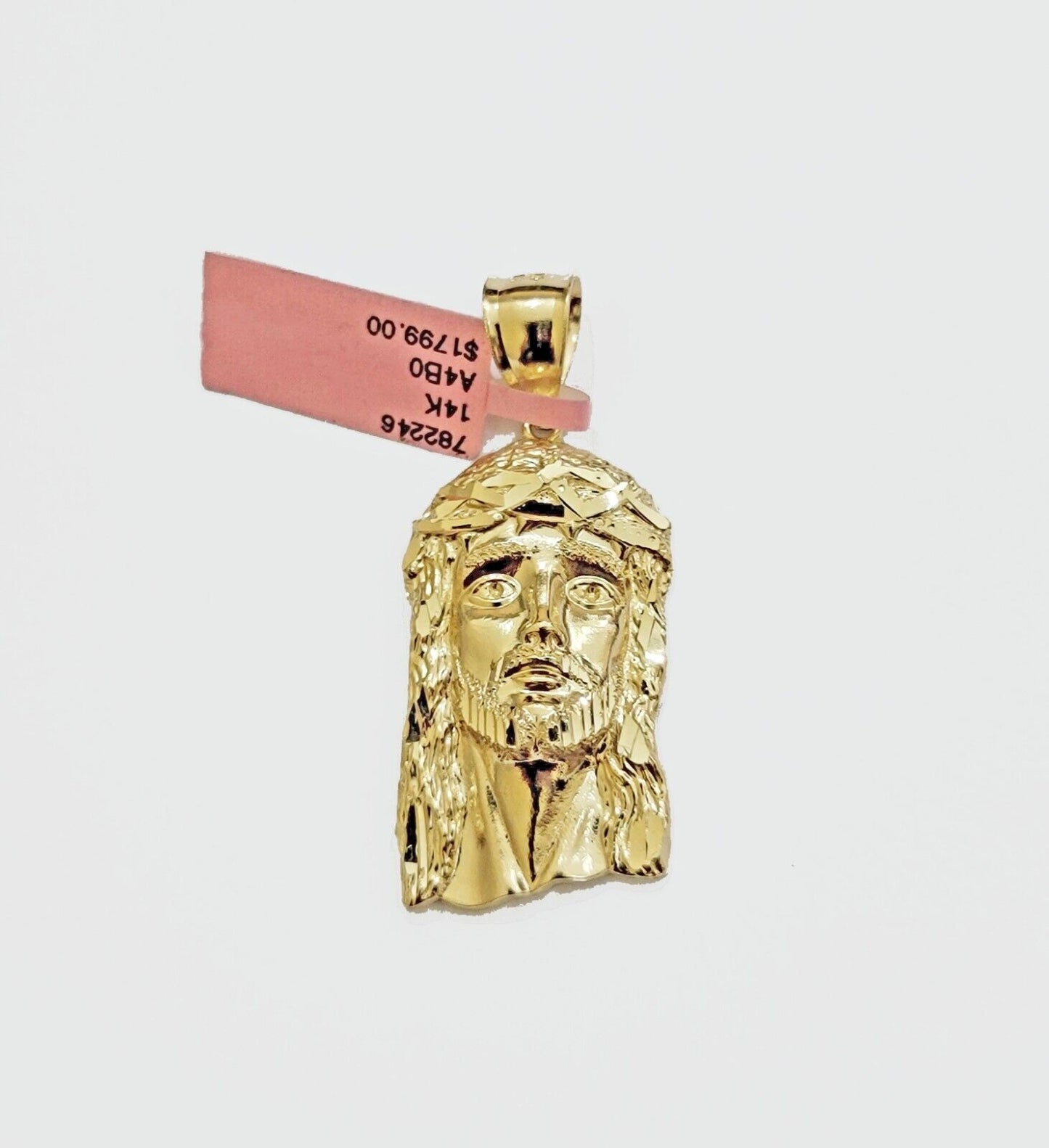 Real 14k Gold Charm Pendant Jesus Head 14kt Yellow Gold For Men Diamond Cuts