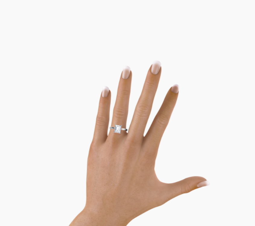 Real 14k White Gold IGI Certified 1.25CT Lab Created VS Diamond Ring Emerald Cut