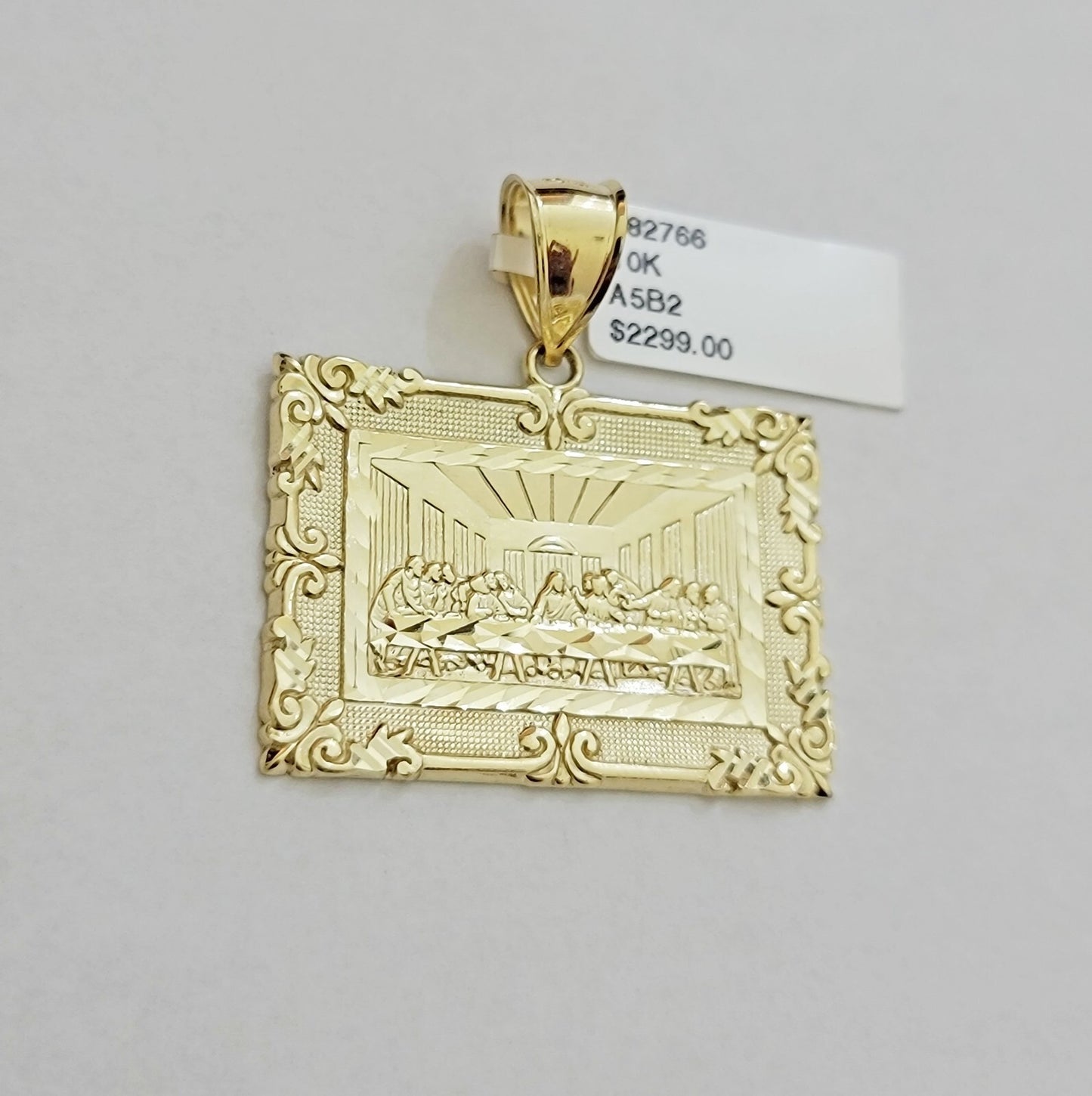 Real 10k Yellow Gold charm Pendant Last supper 1.25 Inch For Men's 10KT / AS