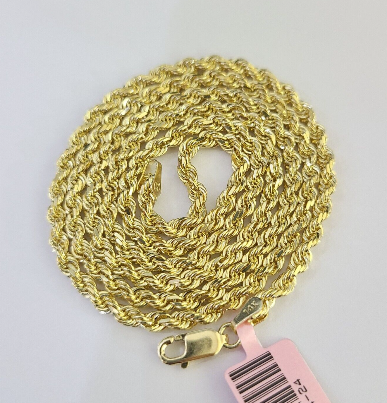14k Solid Rope Chain Necklace 3mm 18"-28" Inch Yellow Gold Men Women 14Kt