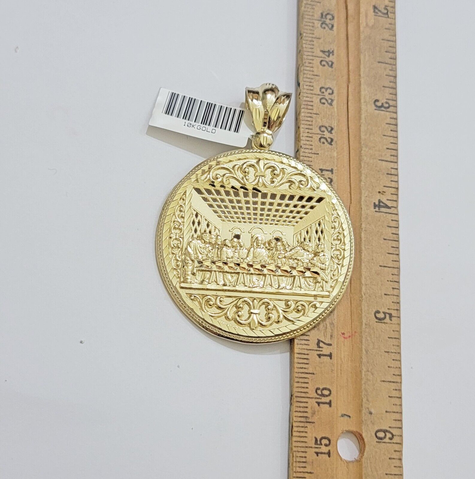 REAL 10k Yellow Gold Pendant Last Supper charm For Mens