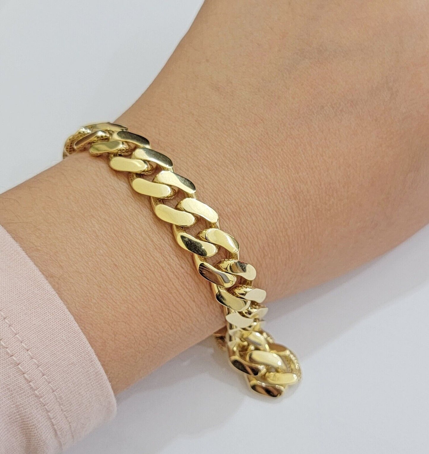 Real 14k Gold Bracelet 11mm Miami Cuban Link 7.5 inch Men Women 14kt Yellow Gold