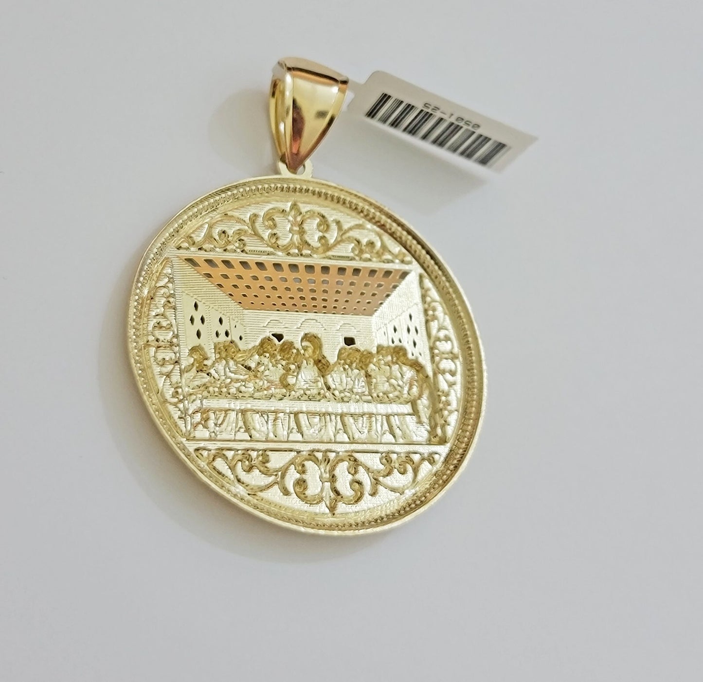 Real 10k Yellow Gold charm Pendant Last supper 2.25 Inch For Men's 10KT / CAL