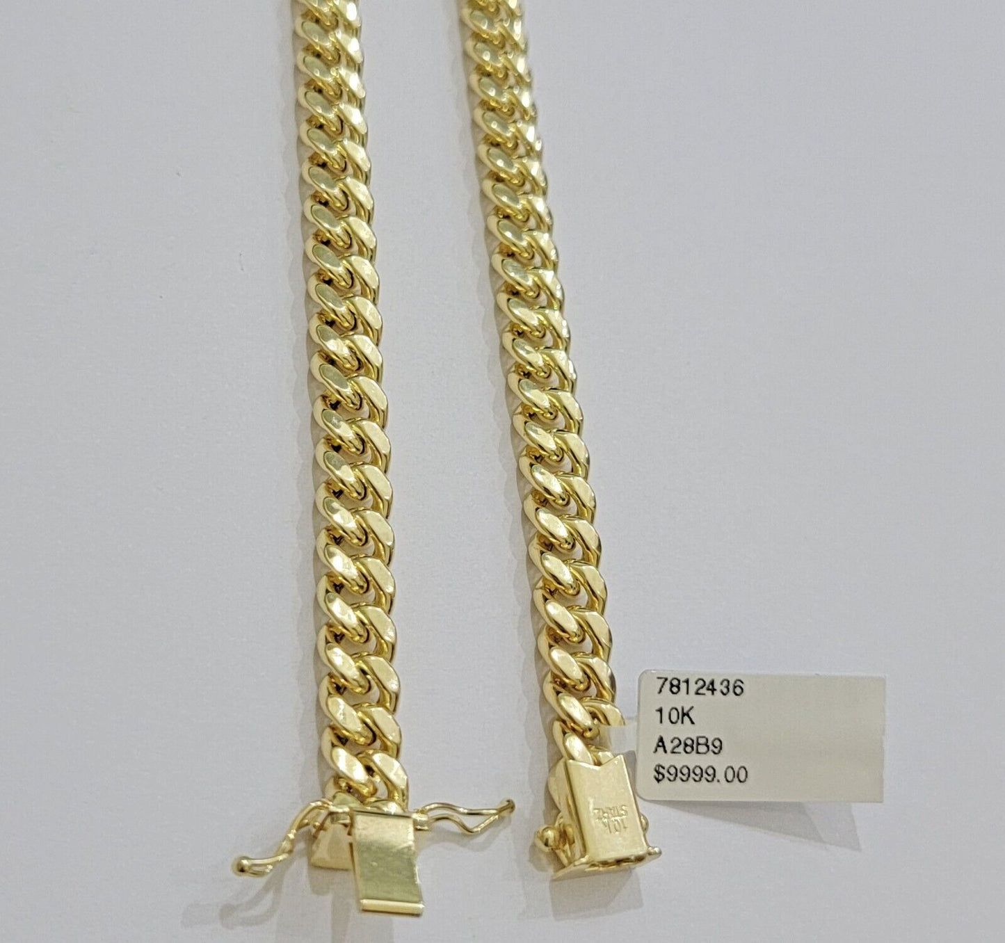 Real 10k Yellow Gold Chain Necklace 7mm Miami Cuban Link 20 inch Men Women 10KT