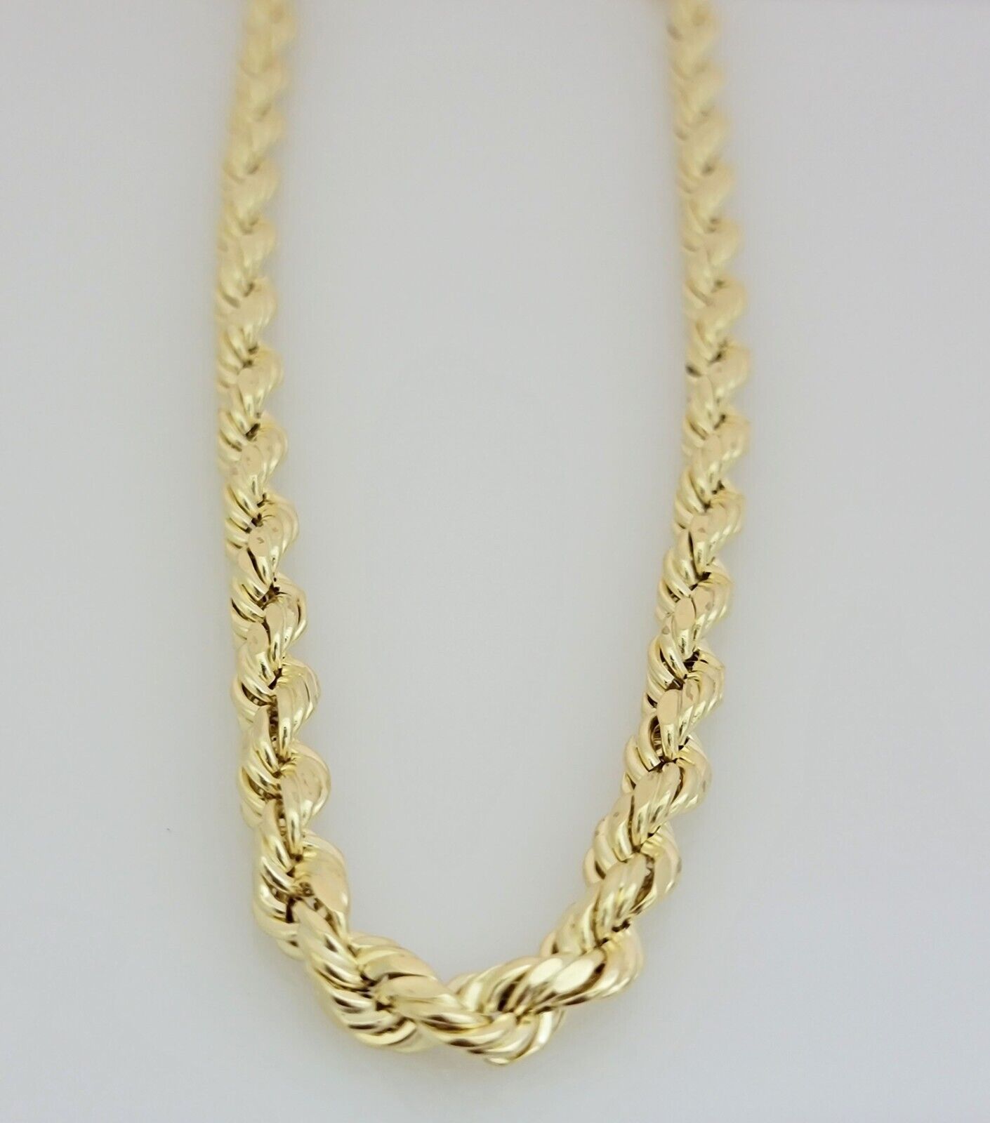 10K Yellow Gold Rope Chain Necklace 7mm 26 Inch REAL 10kt Diamond Cuts, Men's