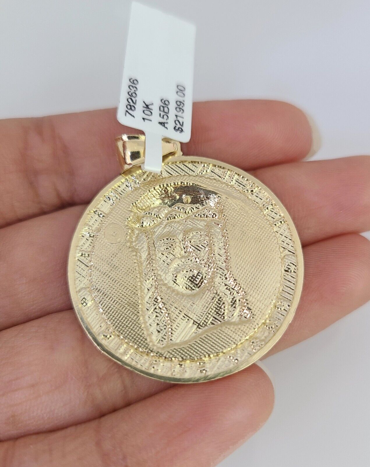 Real 10k Gold Byzantine Chain Jesus Charm Pendant SET 3mm 28 Inch Mens Necklace