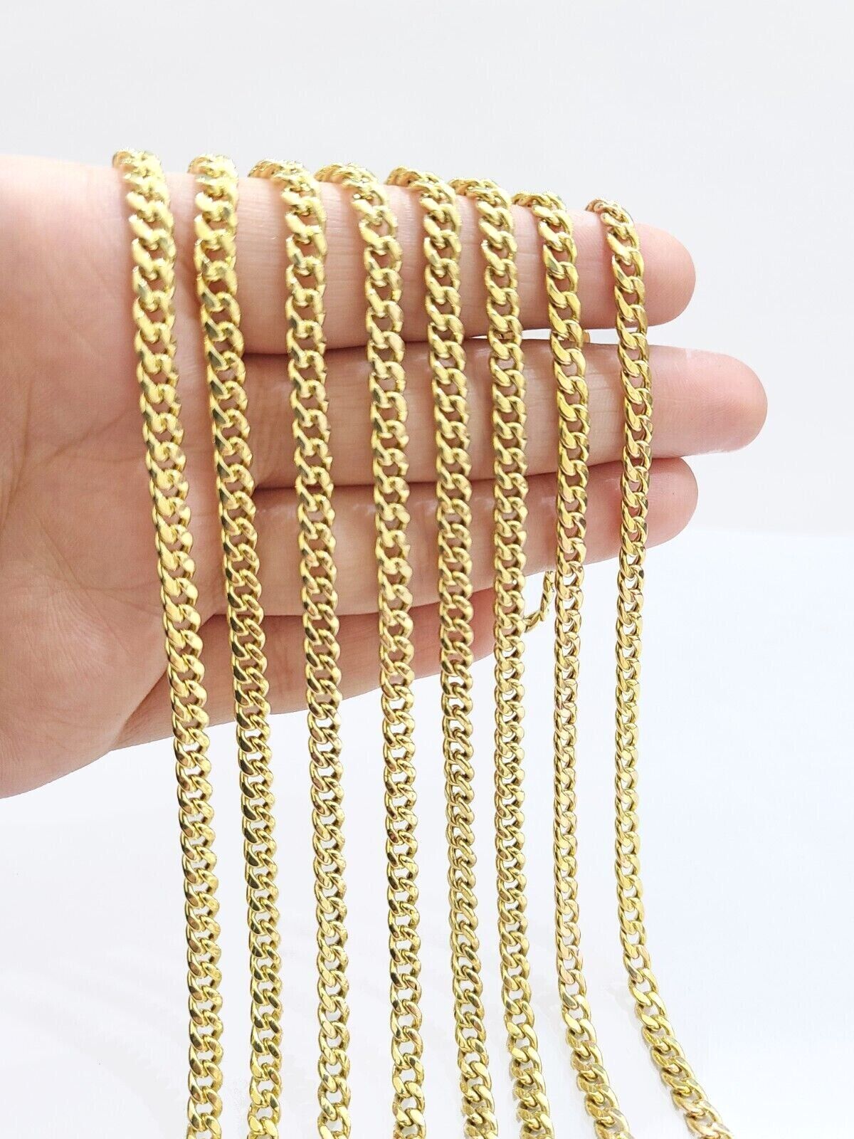 Real 10K Yellow Gold Miami Cuban Chain 5mm Necklace 18-28'' Inches Lobster 10kt