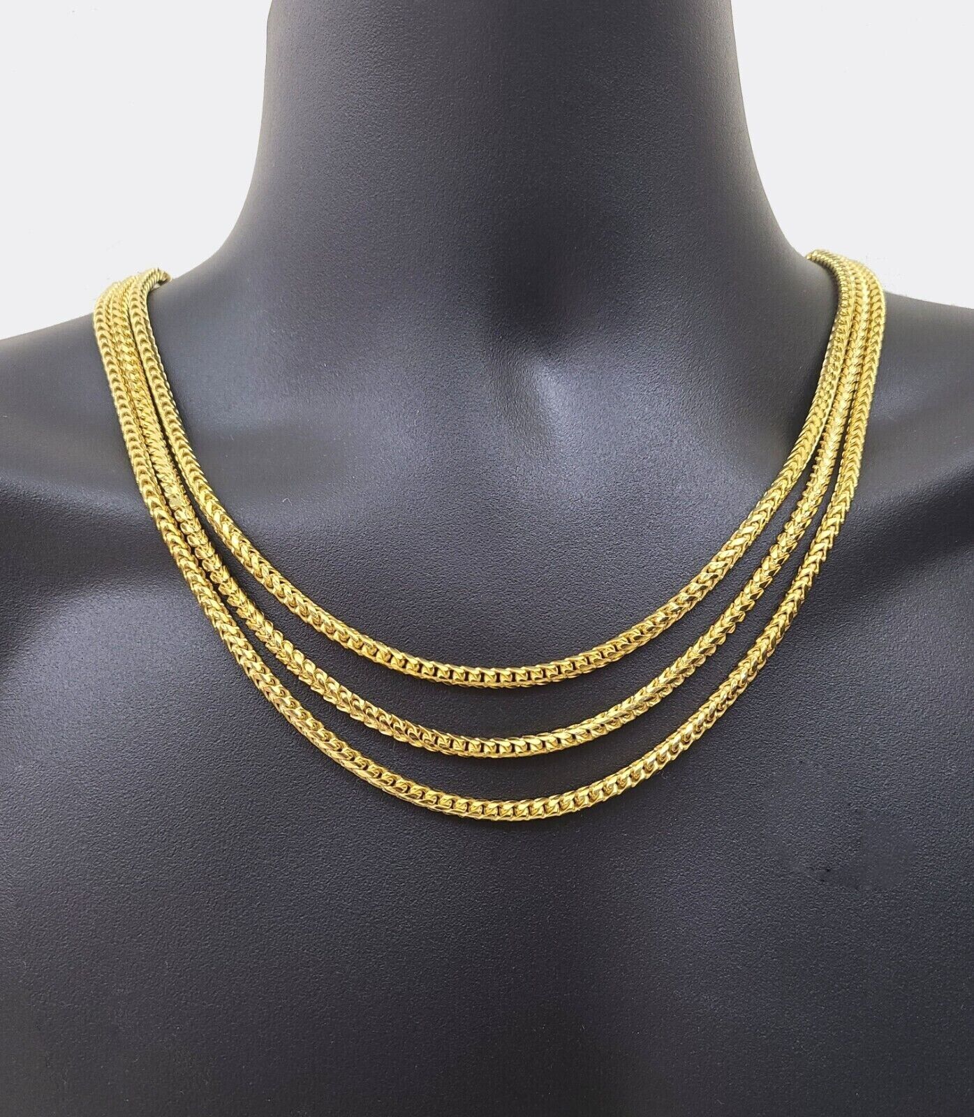 Real 10K Solid Yellow Gold Franco Chain 4mm Necklace 22-26'' inches Lobster Lock