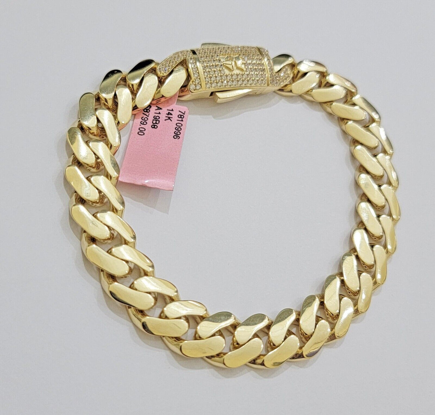 Real 14k Gold Bracelet 11mm Miami Cuban Link 7.5 inch Men Women 14kt Yellow Gold