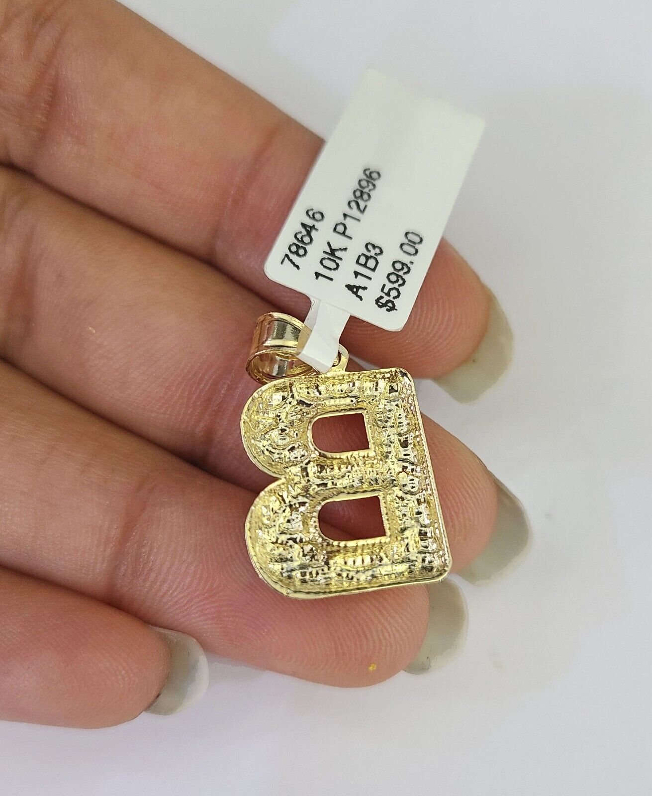 10k Gold Initial B Charm Rope Chain 16"-26" 2.5mm SET Necklace Alphabet Pendant