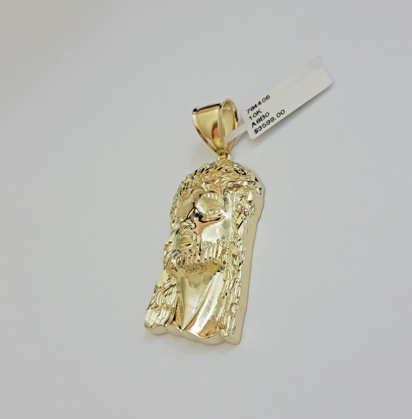Real 10k Yellow Gold charm Pendant Jesus Head 2 Inch For Men's 10KT / CAL