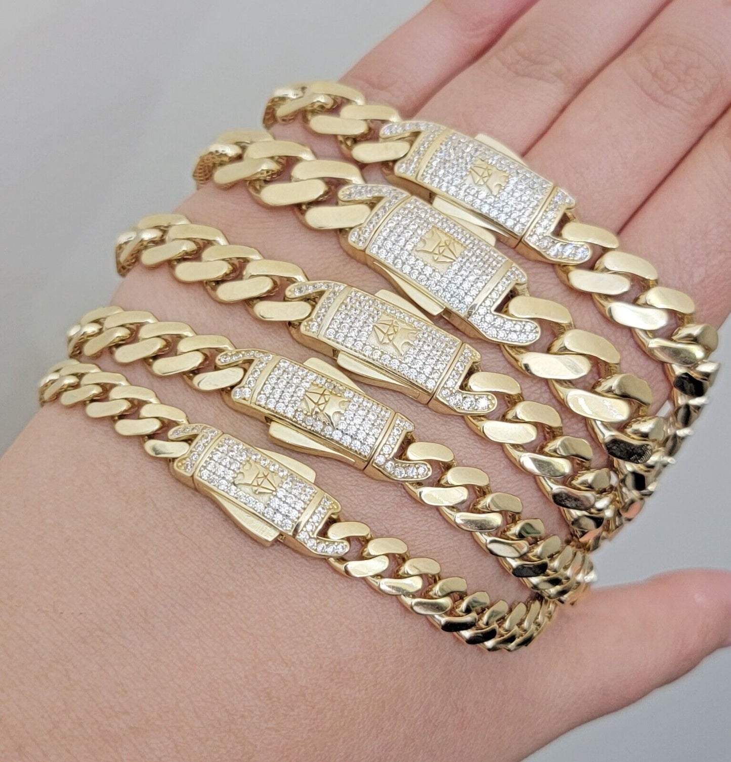 Real 14k Yellow Gold Bracelet Link Royal Monaco Cuban Link 7mm- 11mm 8 /8.5 Inch