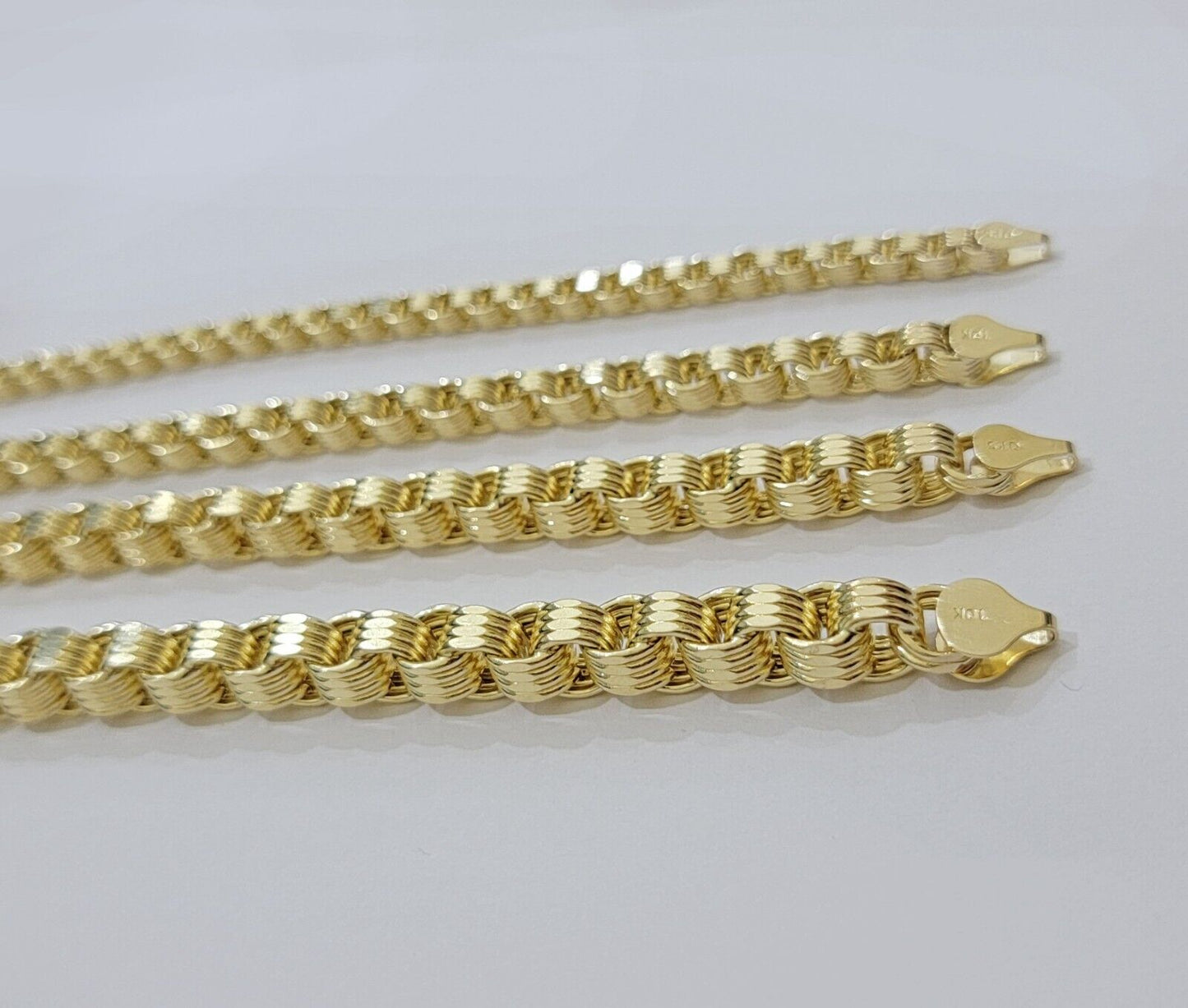 Real 10k Yellow Gold Byzantine Chain Necklace 20 inch - 30" Men 4mm 5mm 6mm 7mm