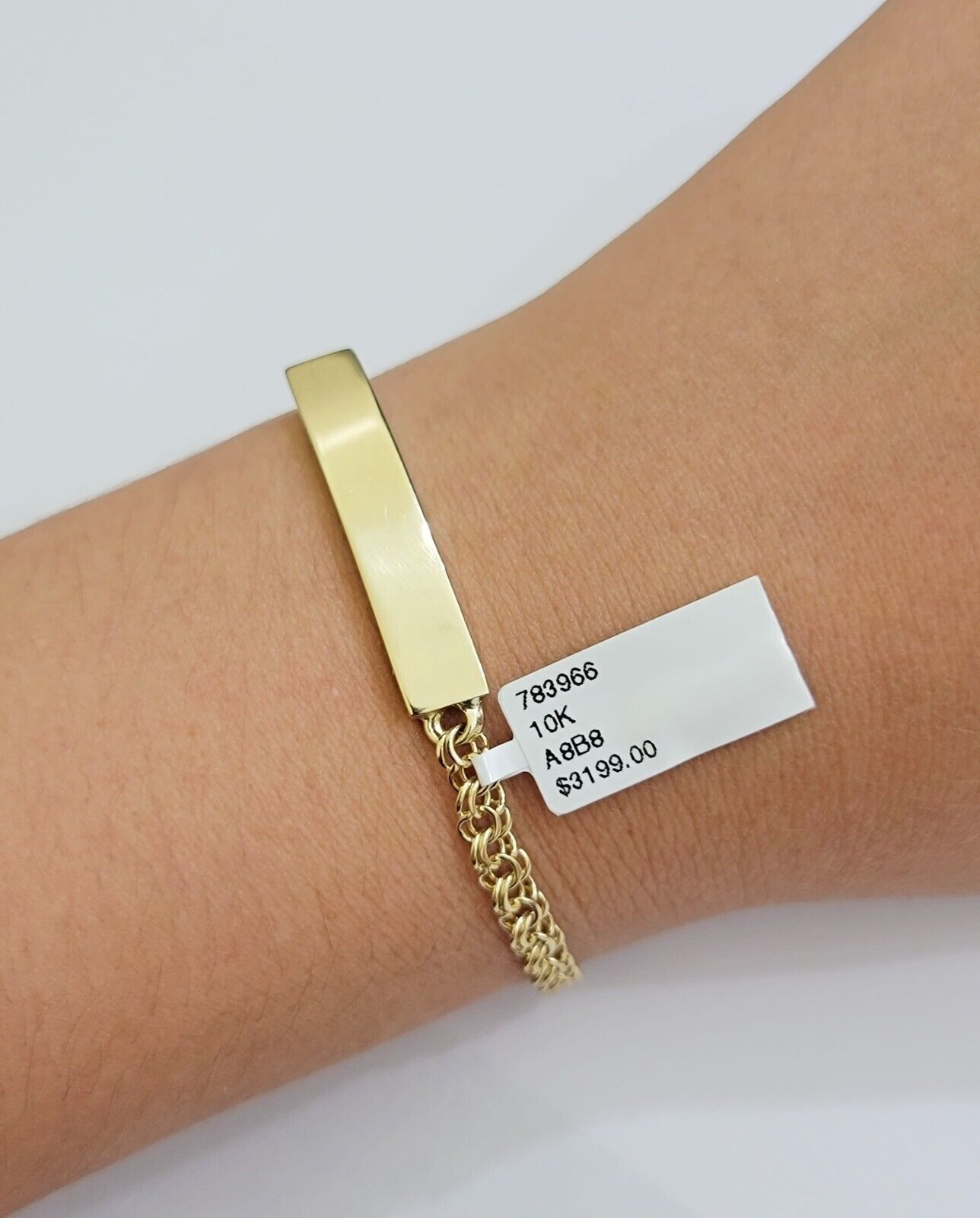 Kids 10k Yellow Gold Chino Bracelet ID Name Plate 6 Inch 4mm SOLID LINK REAL