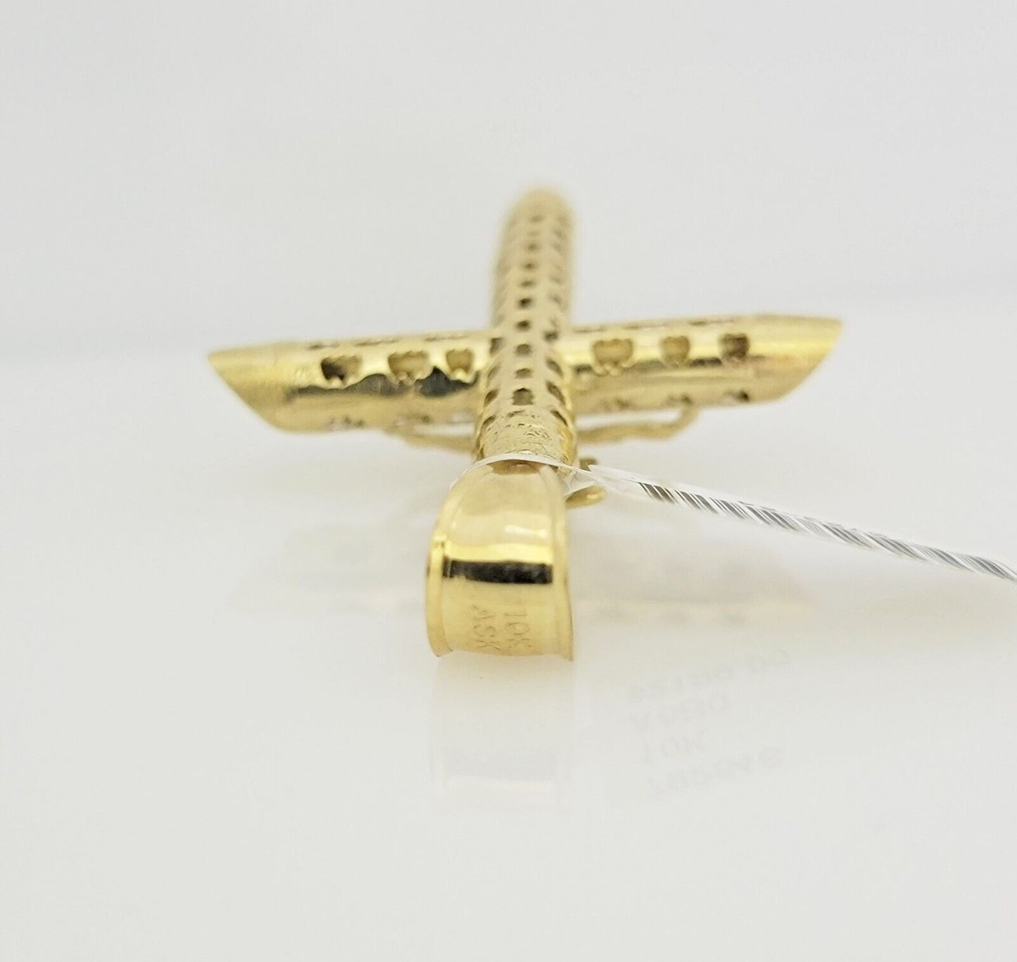 Real 10k Gold Chain Pendant SET Jesus Cross Charm Solid Rope Necklace 4mm 24Inch