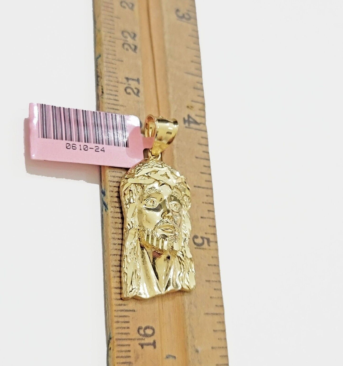 Real 14k Yellow Gold Charm Pendant Jesus Head 14 KT For Men Women, Diamond Cuts
