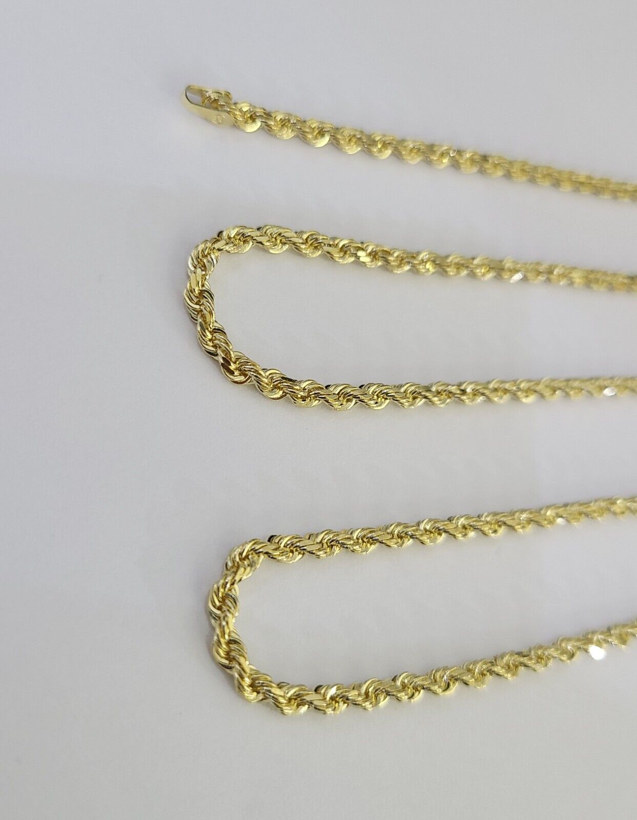 14k Solid Rope Chain Necklace 3mm 18"-28" Inch Yellow Gold Men Women 14Kt