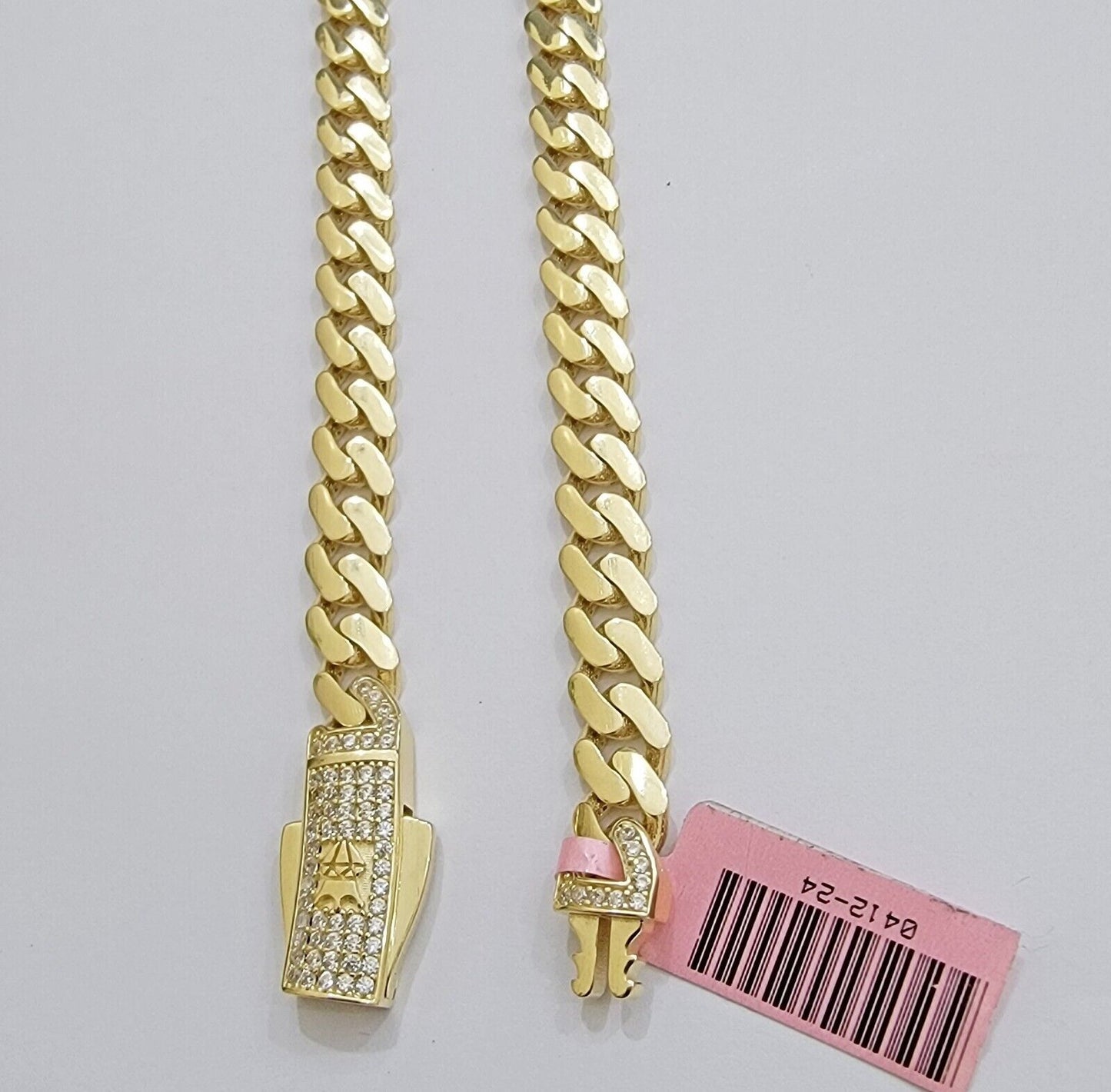 Real 14K Yellow Gold Chain Necklace Royal Monaco Cuban Link 7mm 20"- 24" ,Hollow