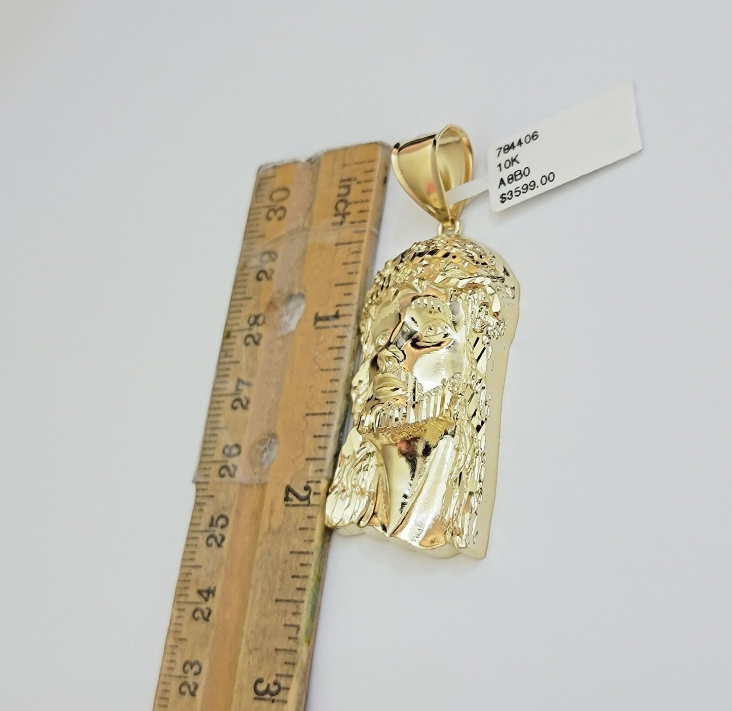 Real 10k Yellow Gold charm Pendant Jesus Head 2 Inch For Men's 10KT / CAL
