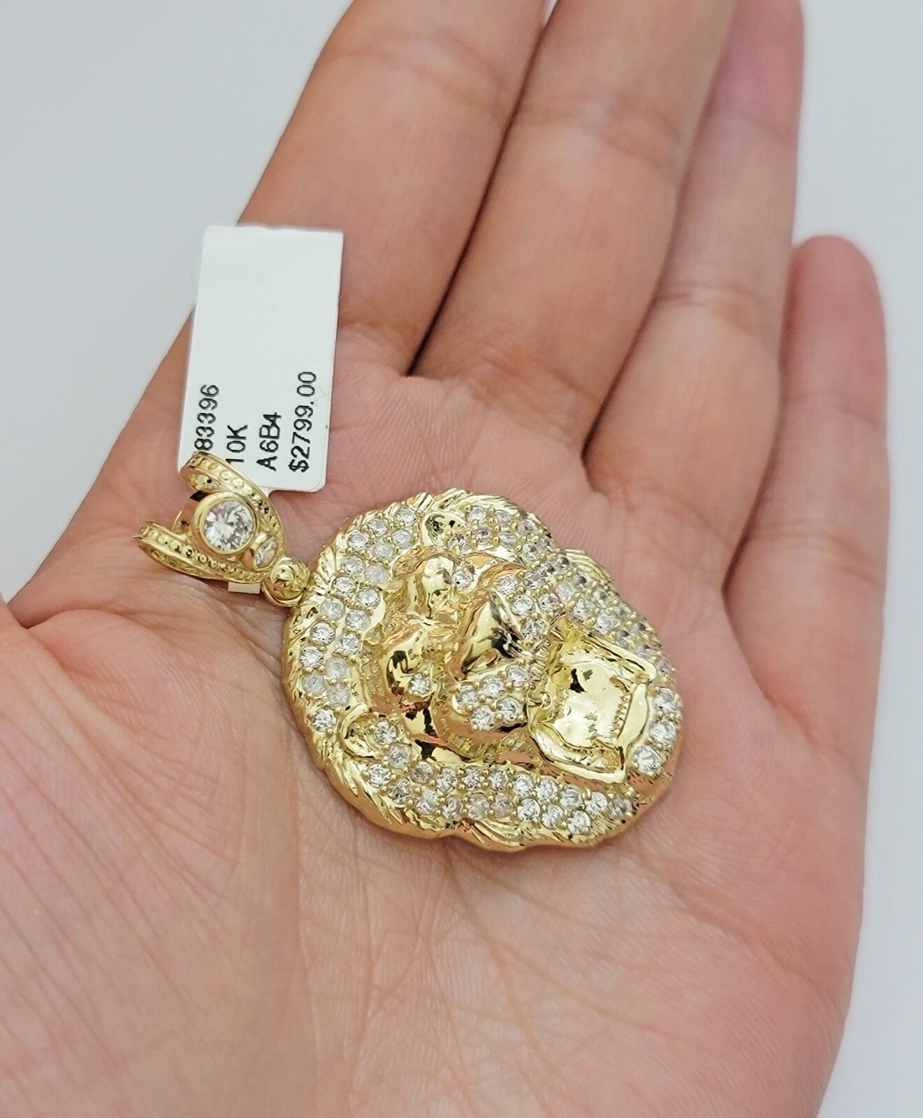Real 10k Yellow Gold Pendant Lion Head charm 1.5 Inch, Men's 10KT / CAL