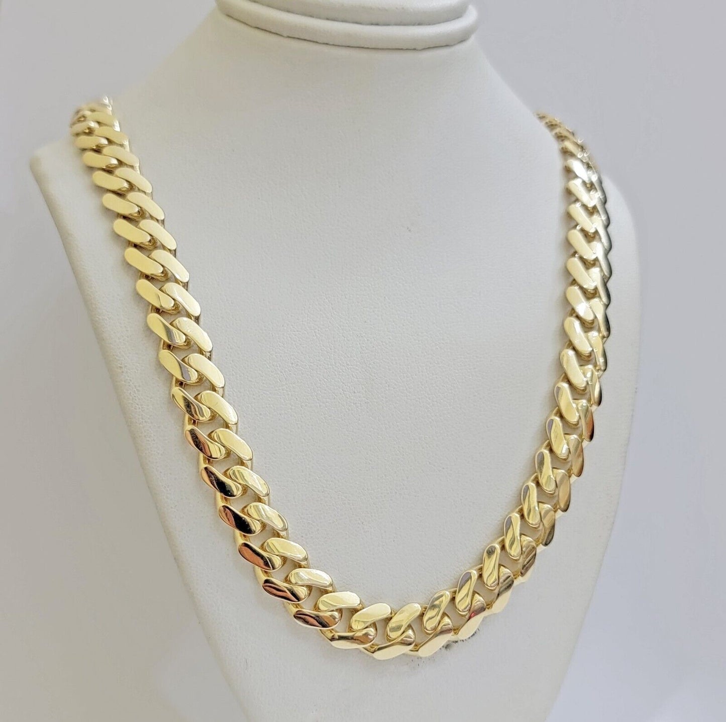 Real 14K Yellow Gold Necklace Royal Monaco Chain 10mm chain 30 Inch Men Puro ORO