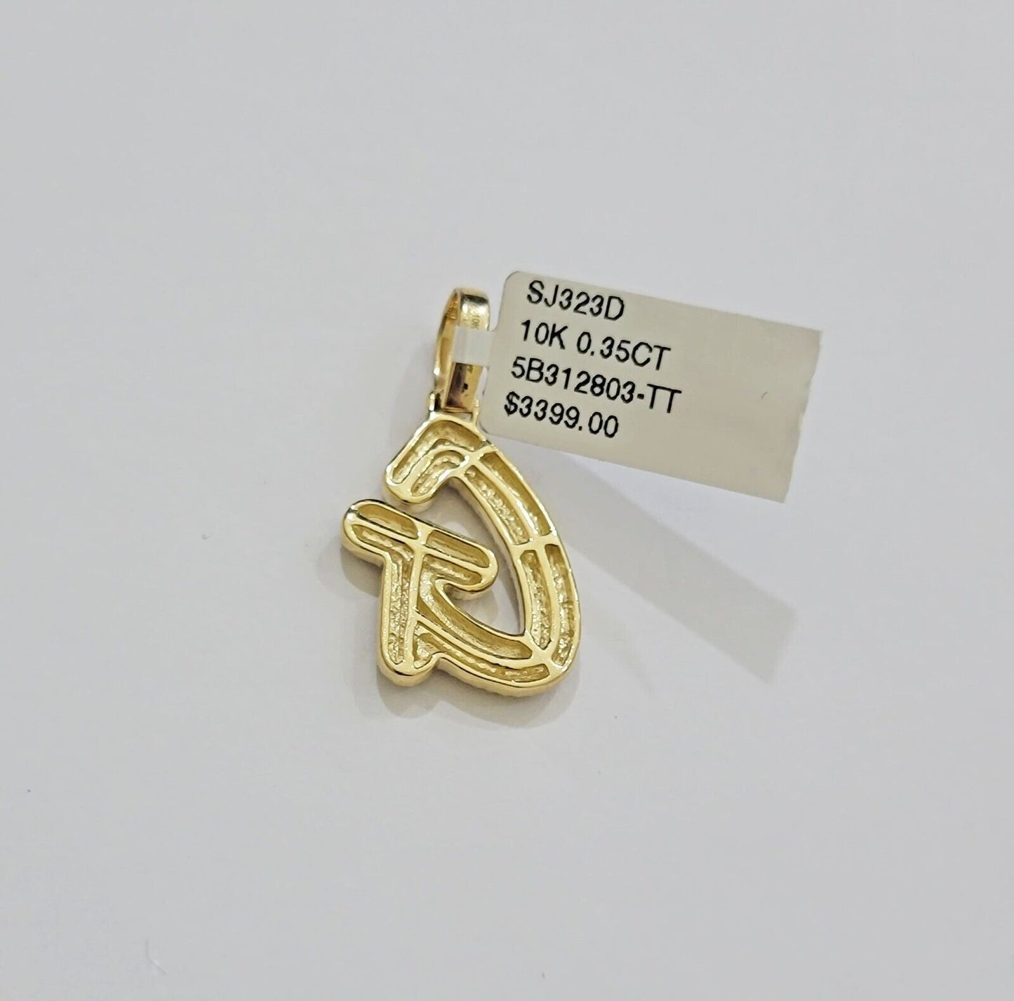 Real 10k Yellow Gold G Charm Pendant Letter Initial With Diamonds For Mens