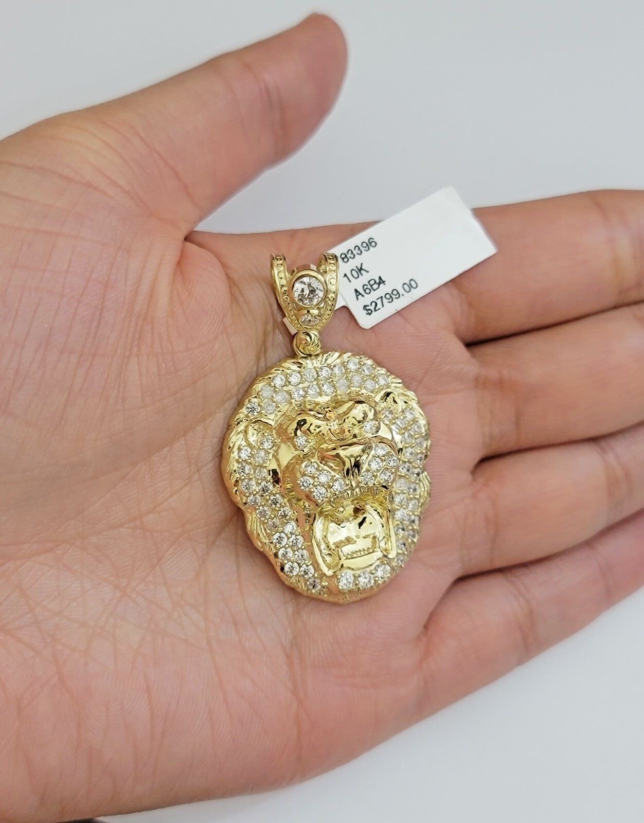 Real 10k Yellow Gold Pendant Lion Head charm 1.5 Inch, Men's 10KT / CAL