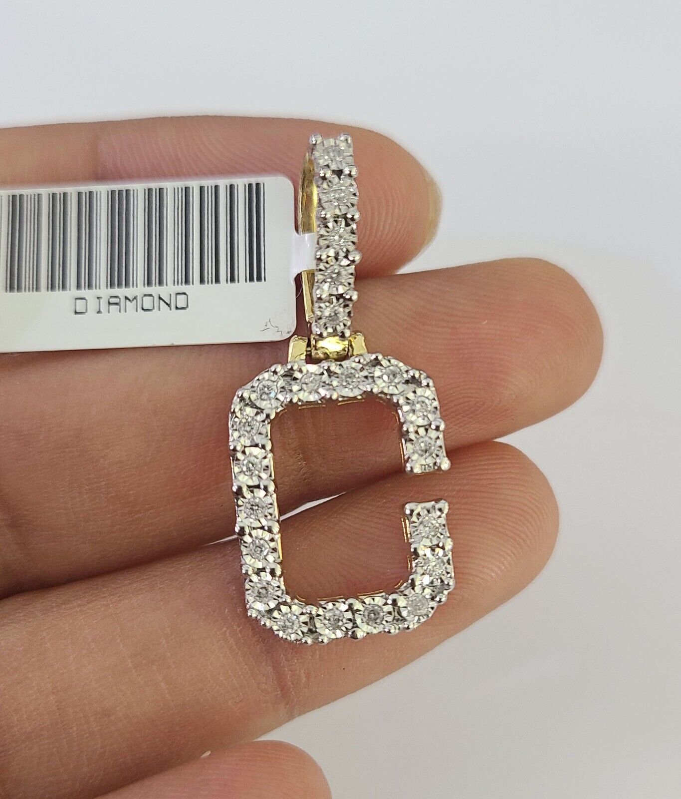 Real 10k Gold Necklace Chain Diamond C Alphabet Charm SET 3mm Miami Cuban Link