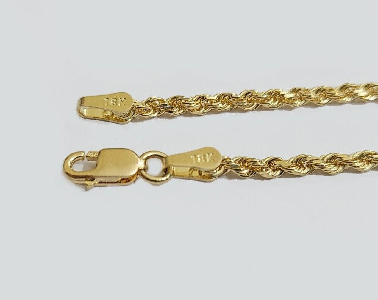 Solid 18k Yellow Gold Rope Chain Necklace 2mm 16-24 Inch Diamond Cut 18kt SALE