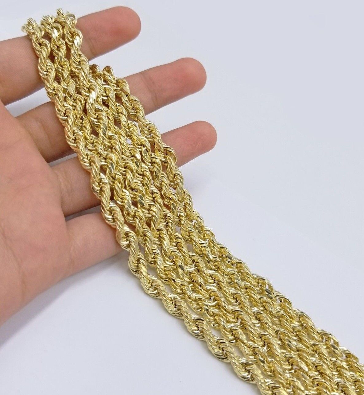 Real 14k Rope Chain Necklace 5mm 14kt Yellow Gold 18" 20" 22" 24" 26" inch Mens