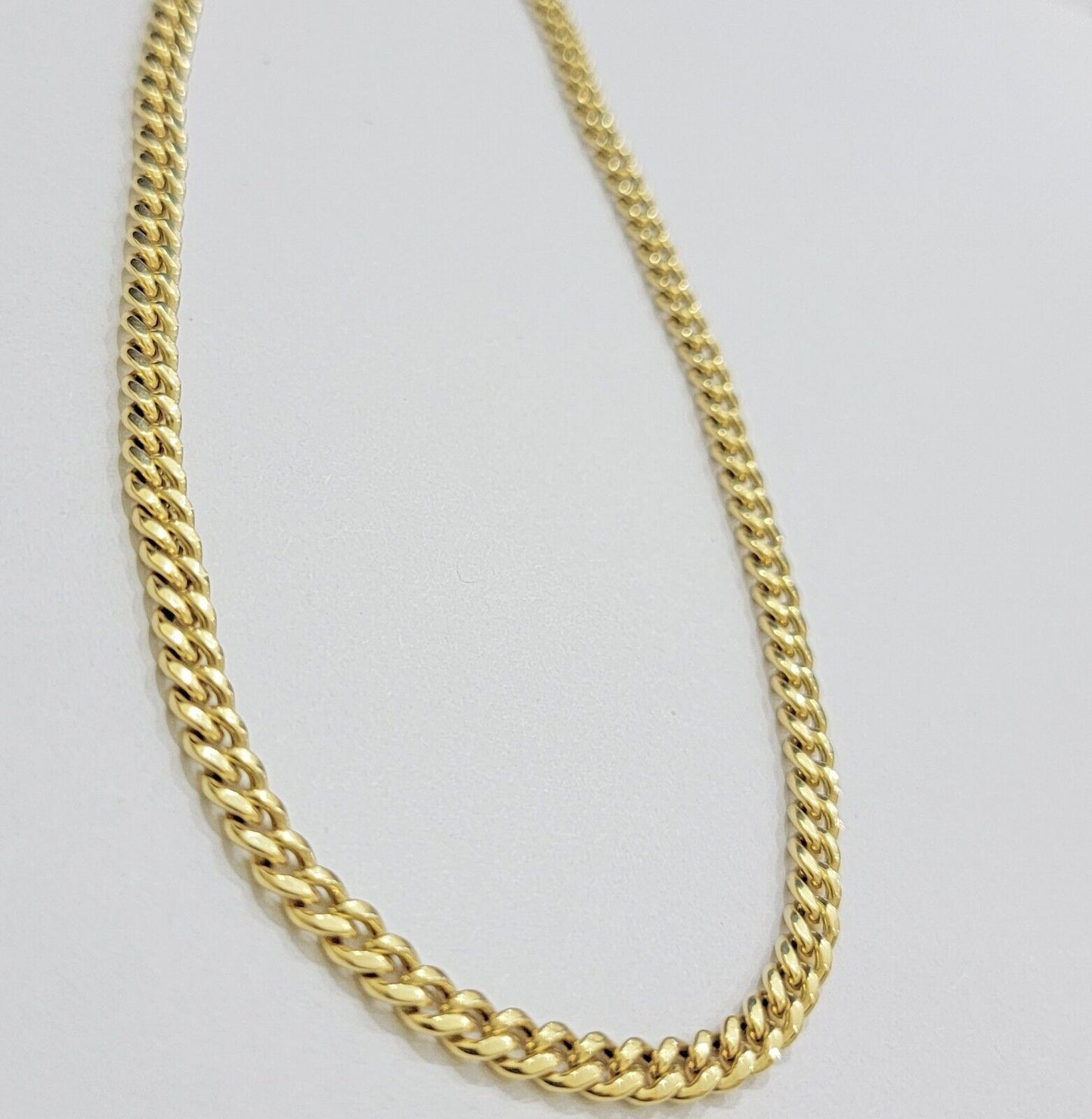 Real 14K Yellow Gold Chain Necklace Miami Cuban Link Chain 3.5mm 18" - 26'' Inch