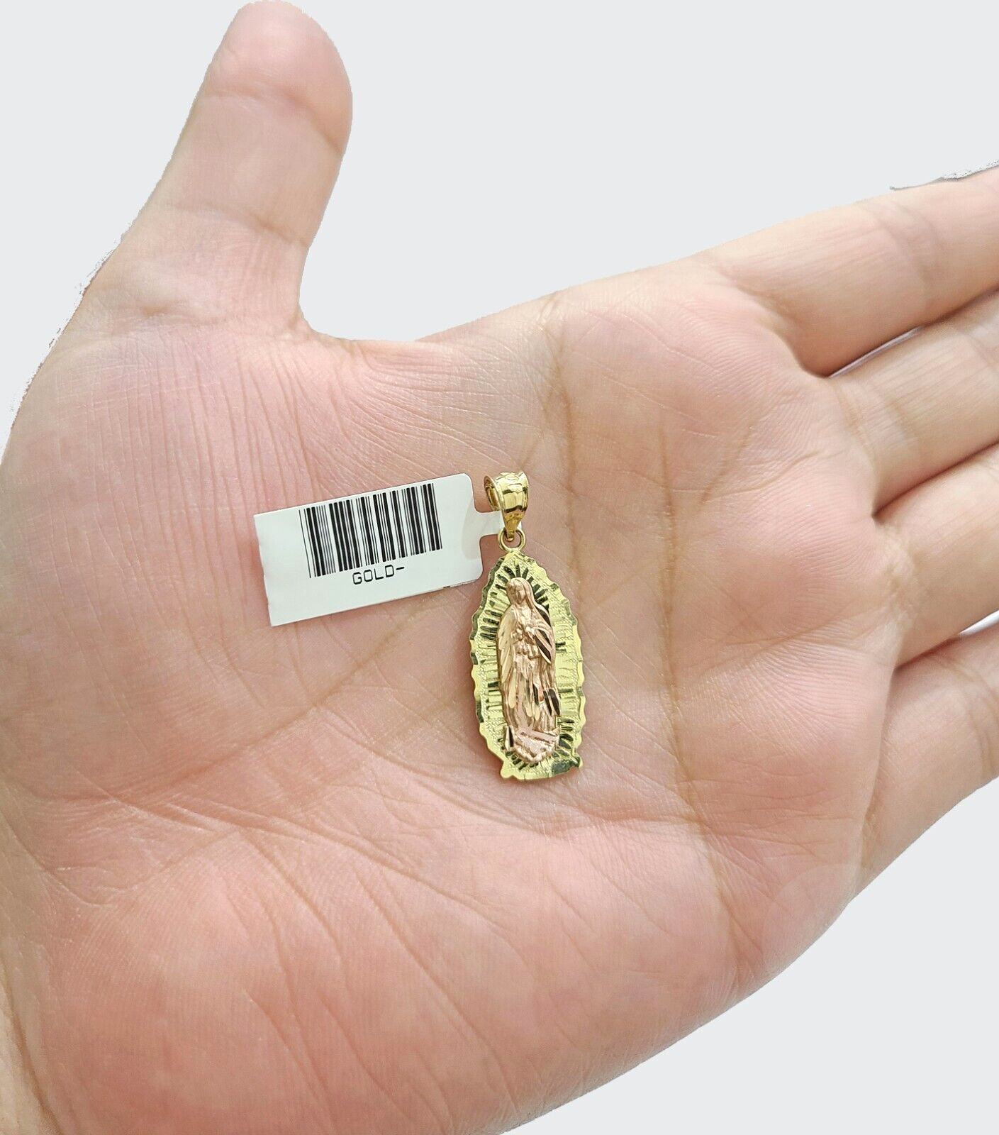 Real 10k Yellow Gold Virgin Mary Pendant 10kt Gold Charm For Necklace