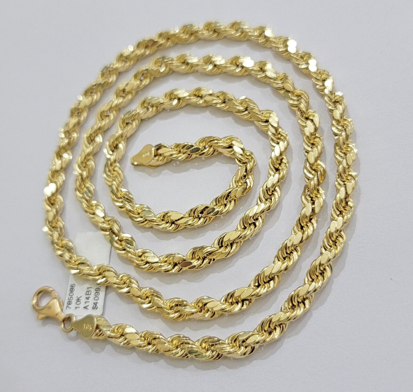 Real 10K Yellow Gold Rope Chain 6mm Necklace 20 in 22 in 24 in 26 in 28 in 30 in