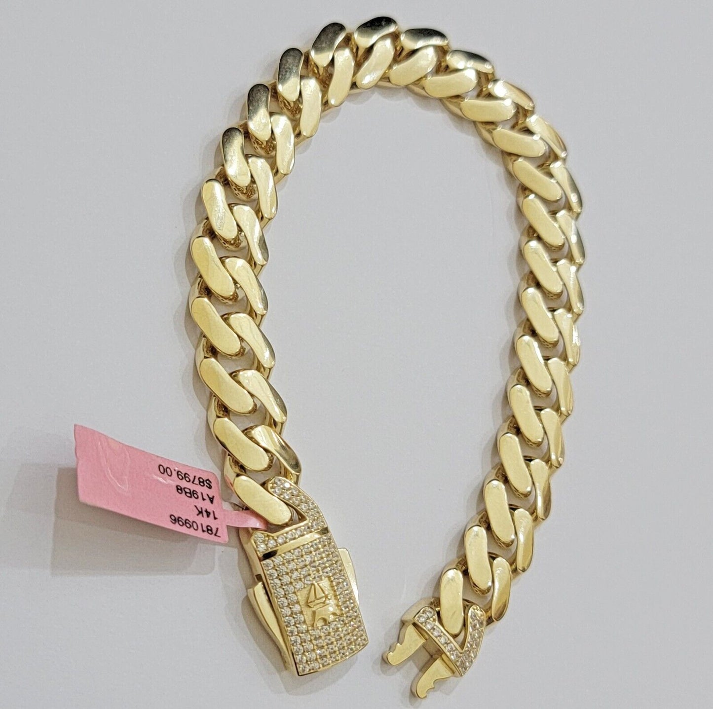 Real 14k Gold Bracelet 11mm Miami Cuban Link 7.5 inch Men Women 14kt Yellow Gold