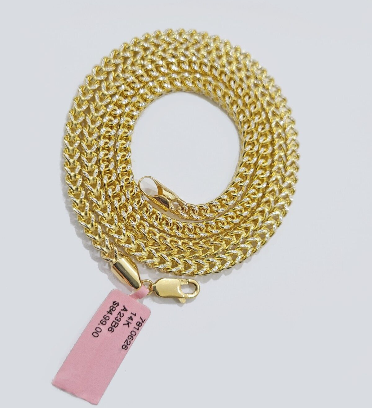 14k Yellow Gold Franco Chain Two-tone Necklace 4mm 26 Inch Diamond Cut 14kt SALE