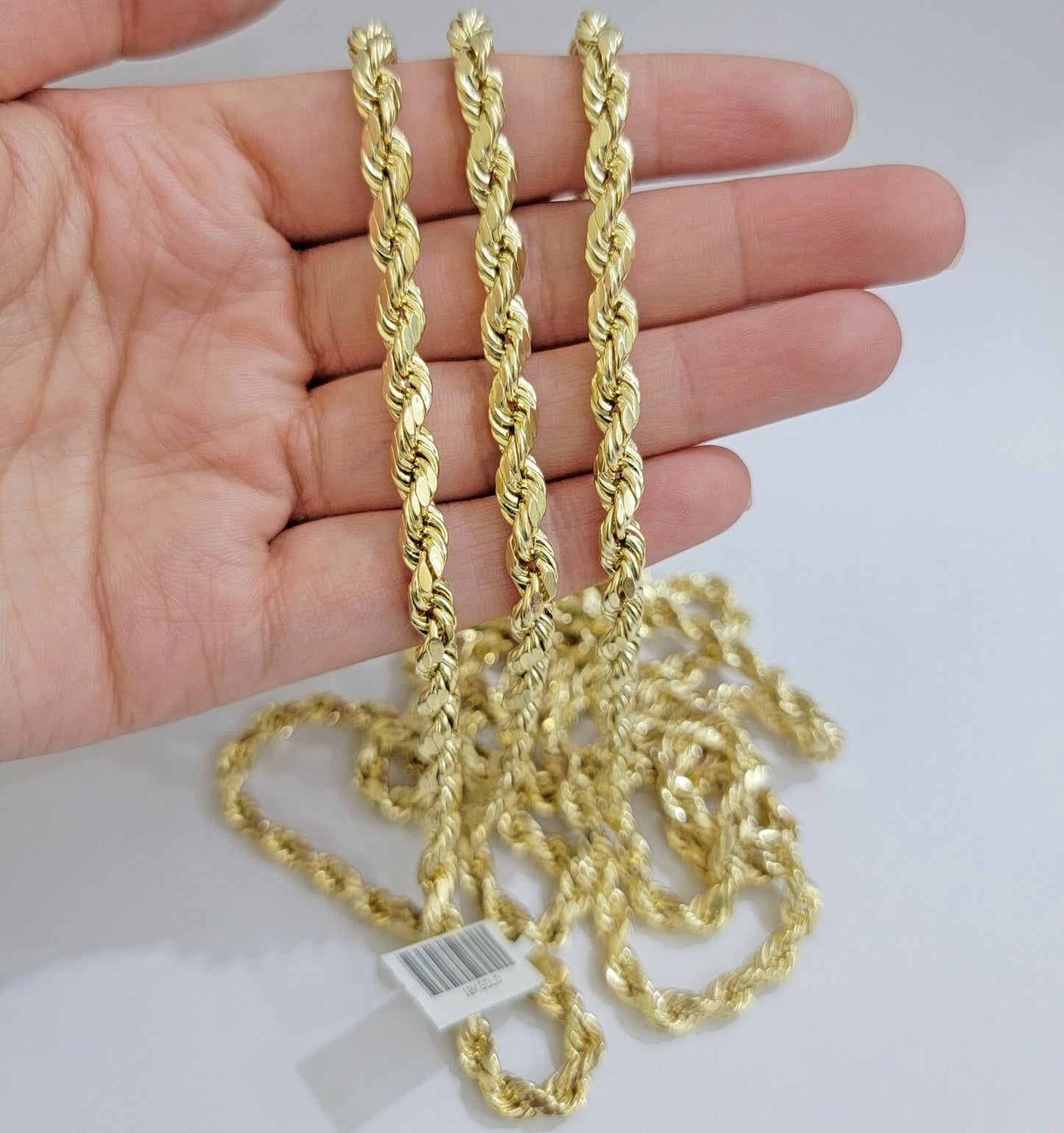 10k Yellow Gold Rope Chain Necklace 6mm 18-28 Inch Diamond Cuts Men's 10ktend