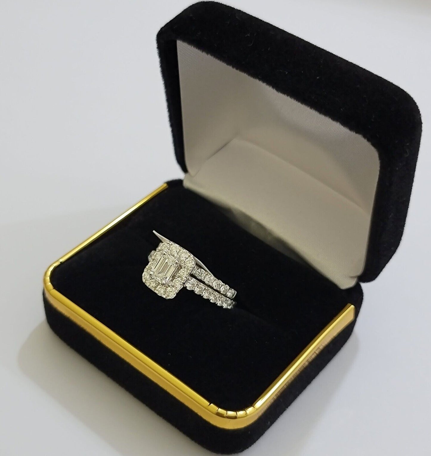 Real 14k White Gold Ring 2CT Diamonds Engagement Wedding Ladies Band SET , Women