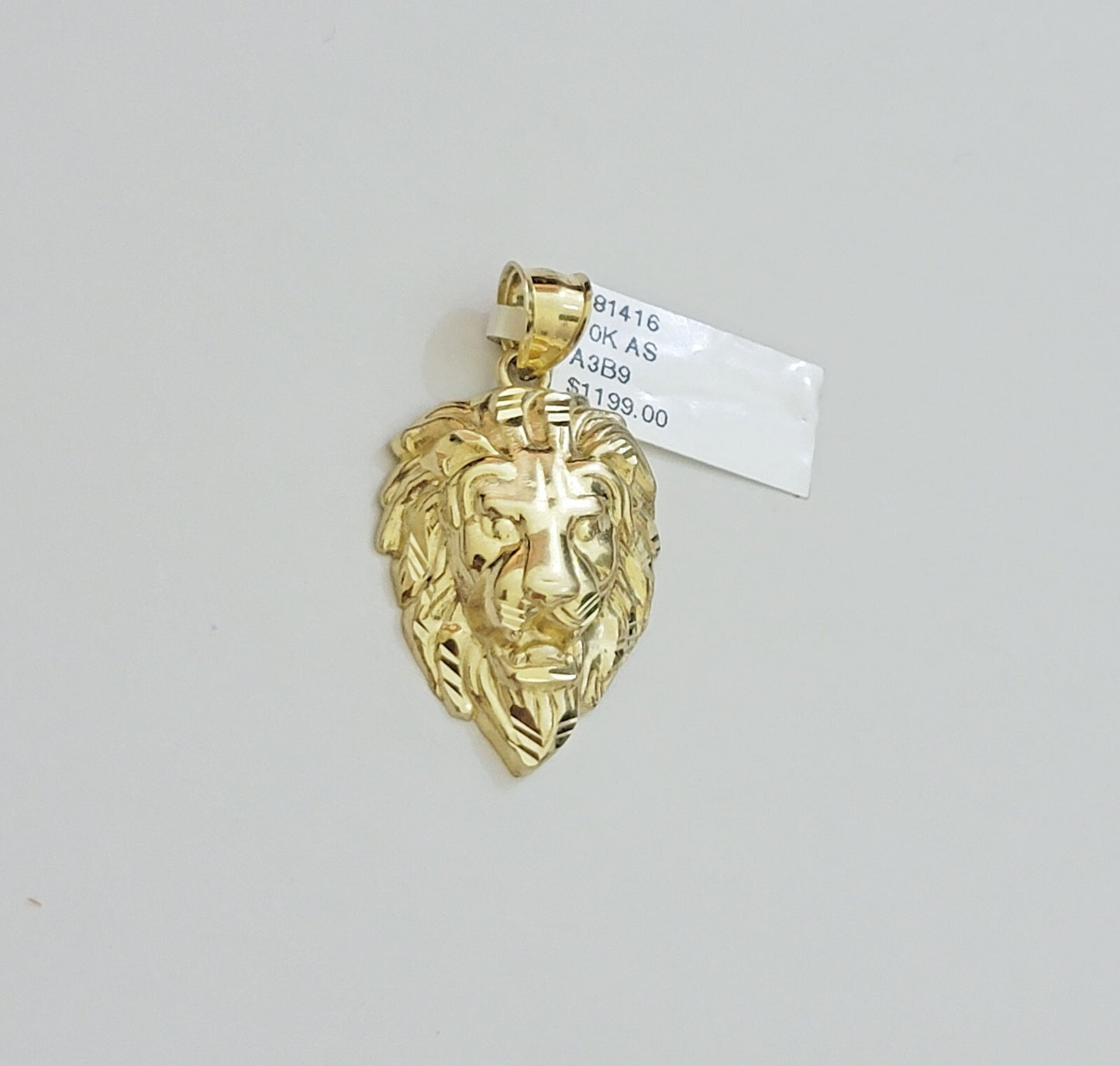 Real 10k Yellow Gold Pendant Lion Head Charm 2'' Inch For Mens's 10KT Gold / AS