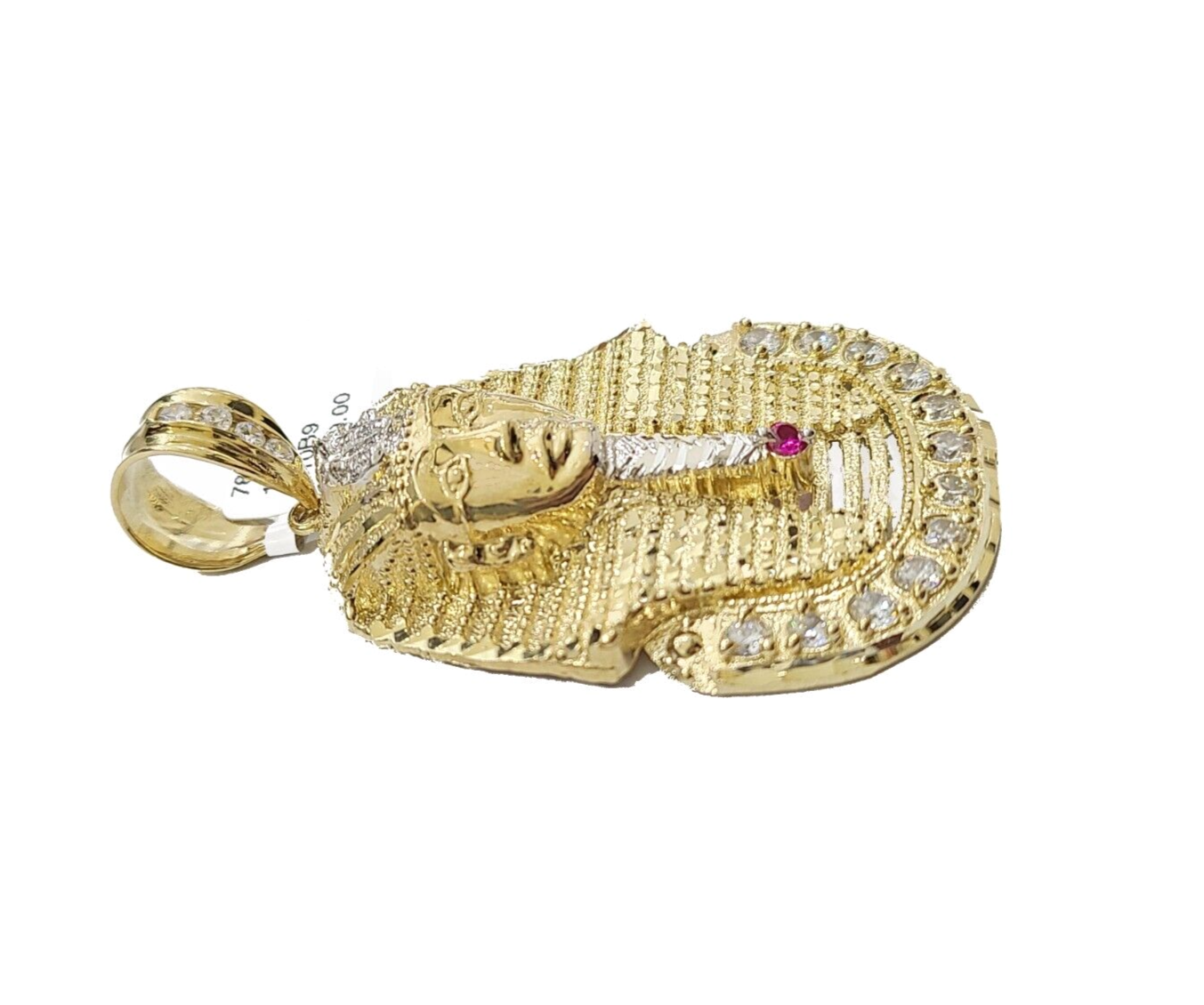 Real 10k Gold Pharaoh Head Charm Pendant 2" 10kt Yellow Gold for Chain DISCOUNT
