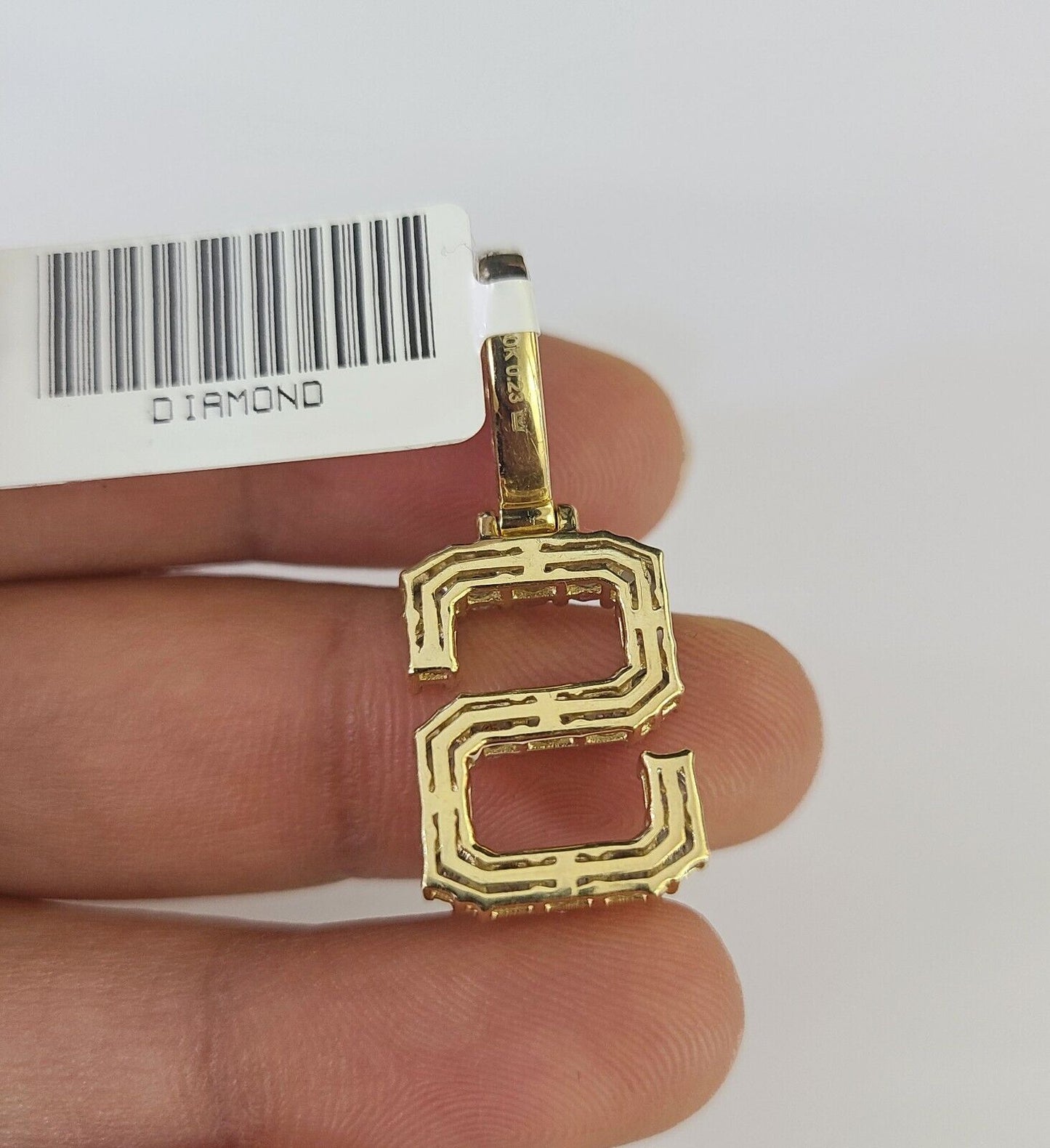 Real 10k Gold Necklace Chain Diamond S Alphabet Charm SET 3mm Miami Cuban Link