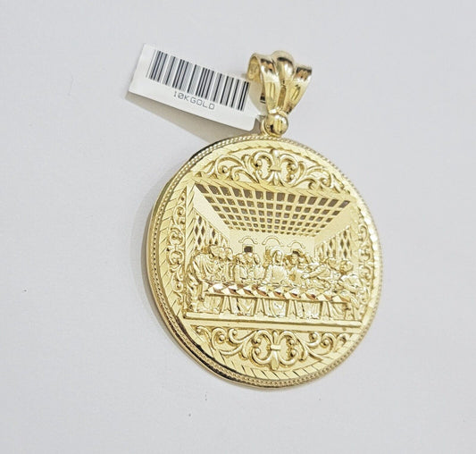 REAL 10k Yellow Gold Pendant Last Supper charm For Mens