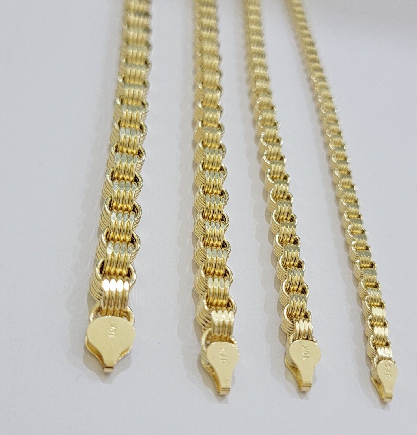 Real 10k Yellow Gold Byzantine Chain Necklace 20 inch - 30" Men 4mm 5mm 6mm 7mm