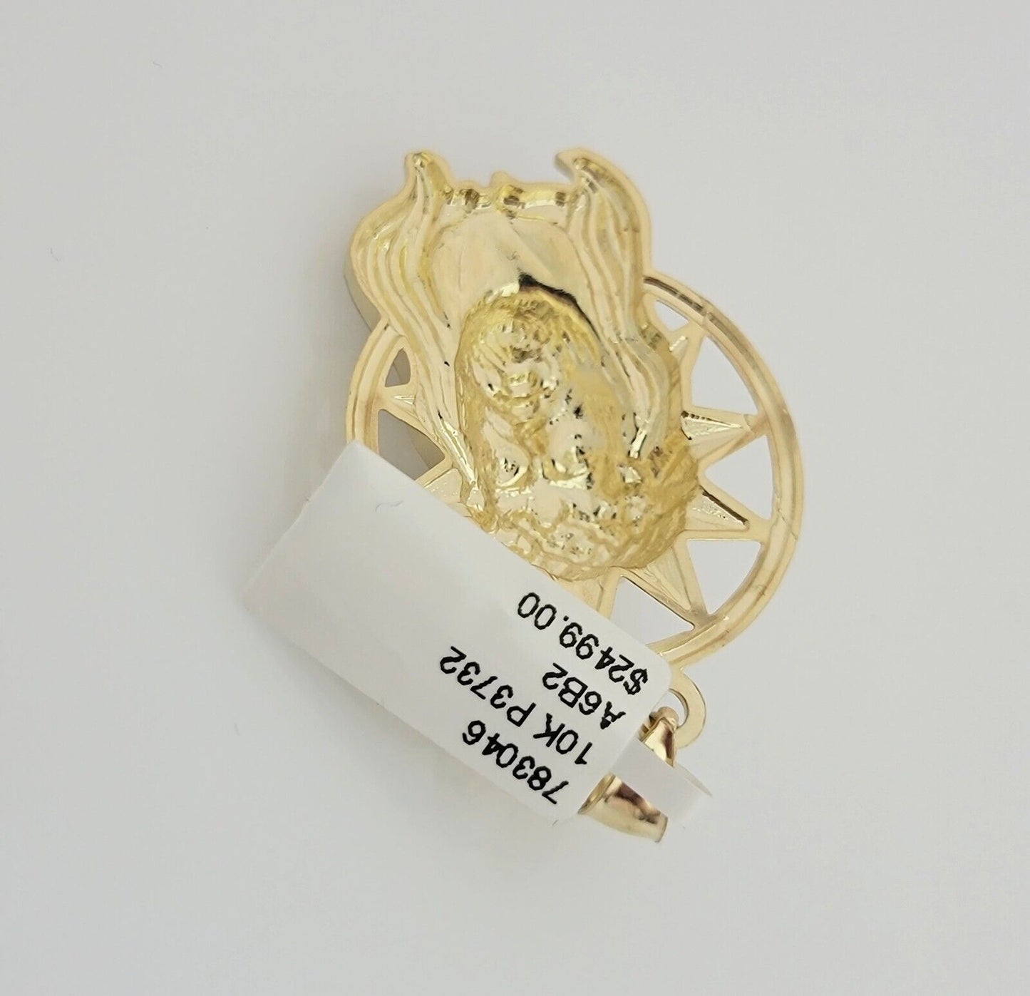 Real 10k Gold Chain Pendant SET Jesus Head Charm Solid Rope Necklace 4mm 20"-28"