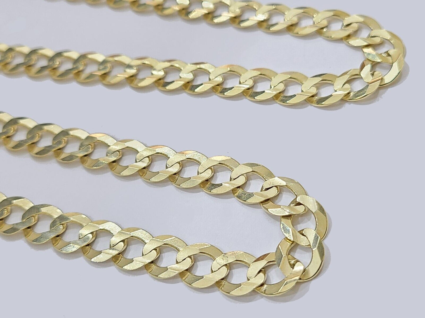 Solid 10k Yellow Gold Necklace Cuban Curb Link Chain 8.5mm 22 Inch For Mens