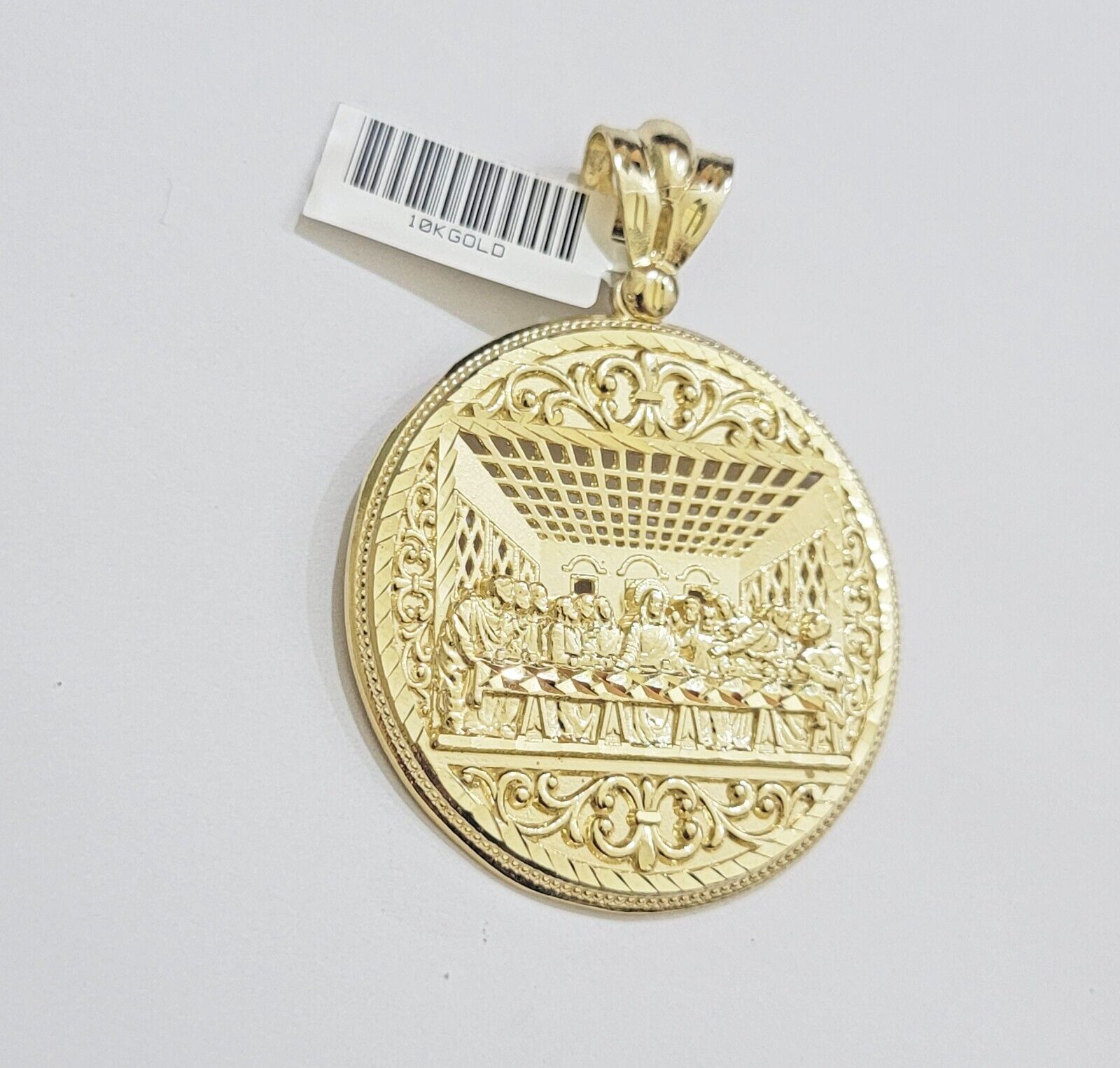 REAL 10k Gold Franco Chain Necklace 26 Inch Last Supper Pendant SET 10KT For Men